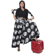 Women's African Printed Palazzo Pants with Tie Waist -- FI-50