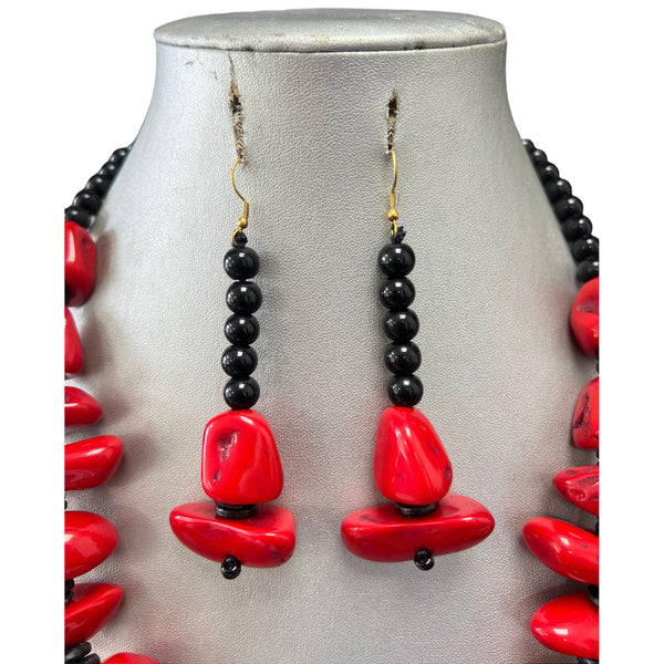 Women's African Solid Color Beaded Necklace Set -- Jewelry 53
