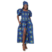 Women's Short Sleeve Maxi Dress with High Slit -- FI-3130