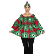 Women's Printed Off Shoulder Peplum Tunic with Smocking - FI-2039