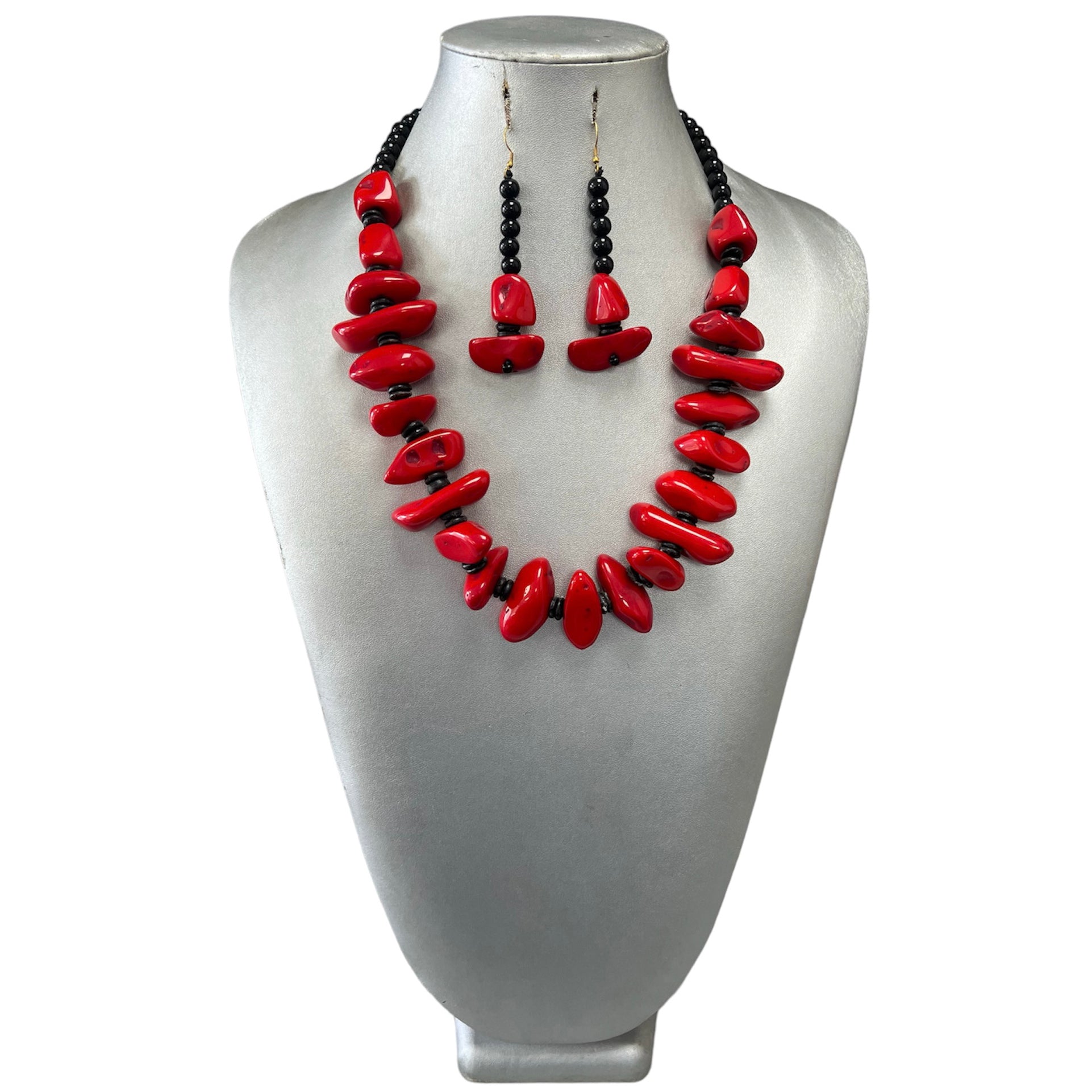 Women's African Solid Color Beaded Necklace Set -- Jewelry 53