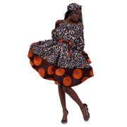 Women's Off Shoulder Short Dress with Ruffle Sleeves -- FI-3006