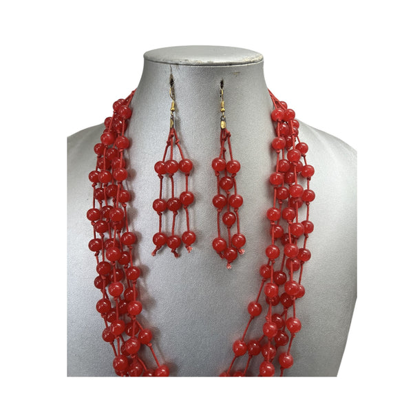 Women's Multi Strand Beaded Necklace Set
