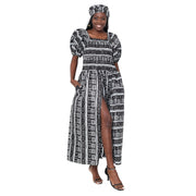 Women's Short Sleeve Maxi Dress with High Slit -- FI-3130