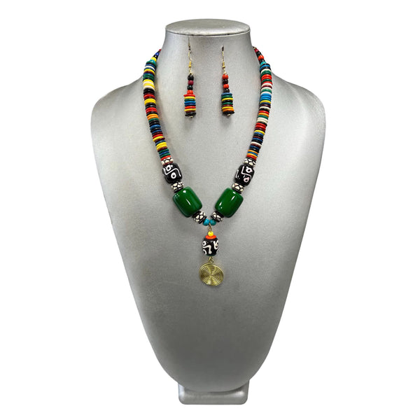 Women's Tribal Necklace Set with Multicolor Beads