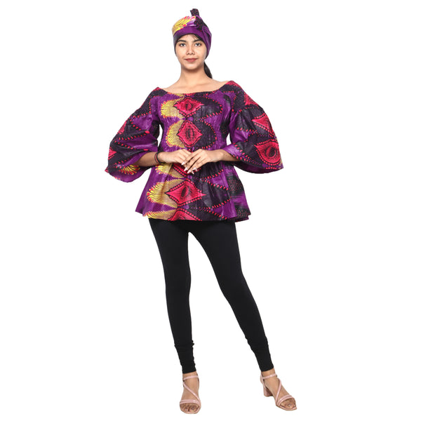 Women's African Off Shoulder Peplum Tunic -- FI-2039