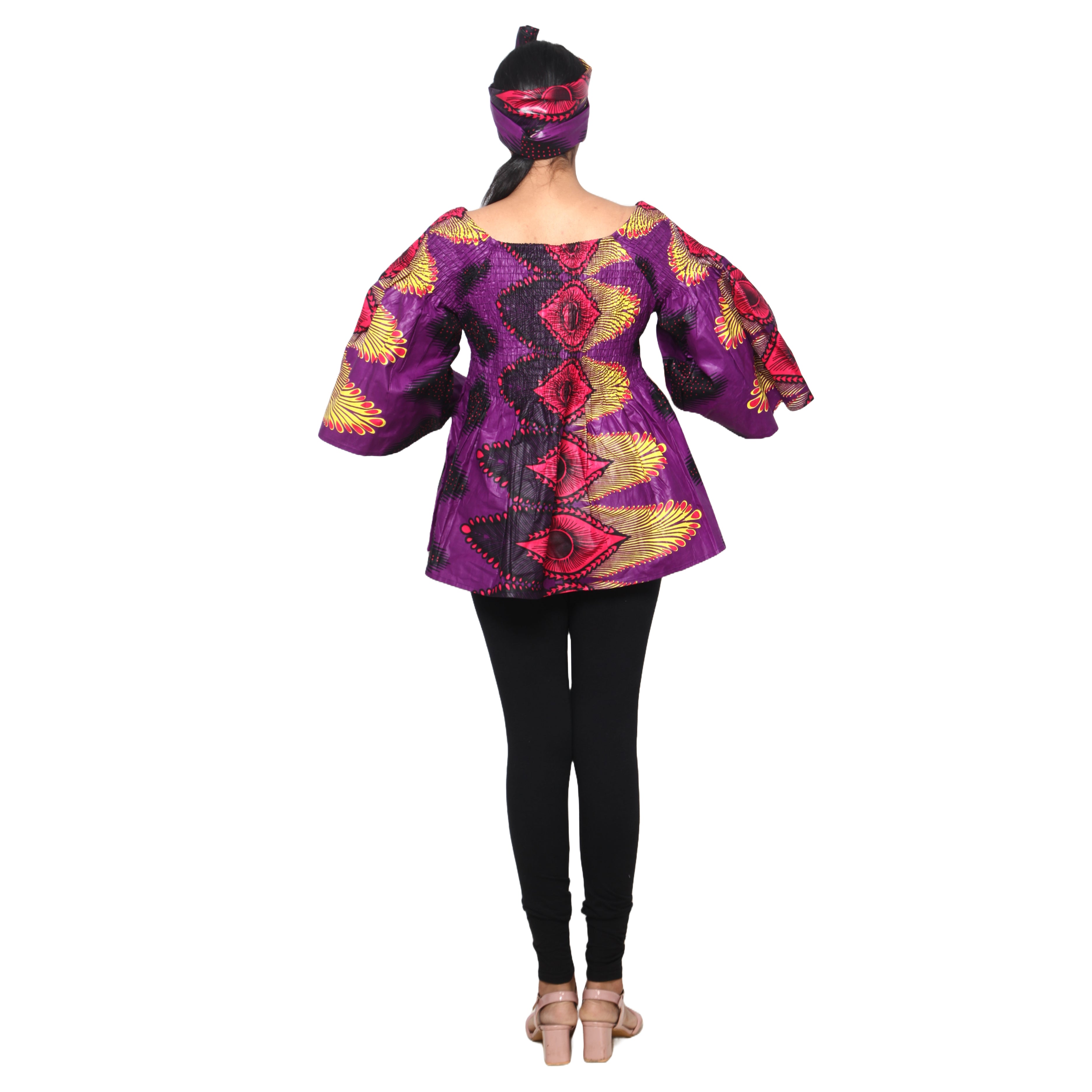 Women's African Off Shoulder Peplum Tunic -- FI-2039