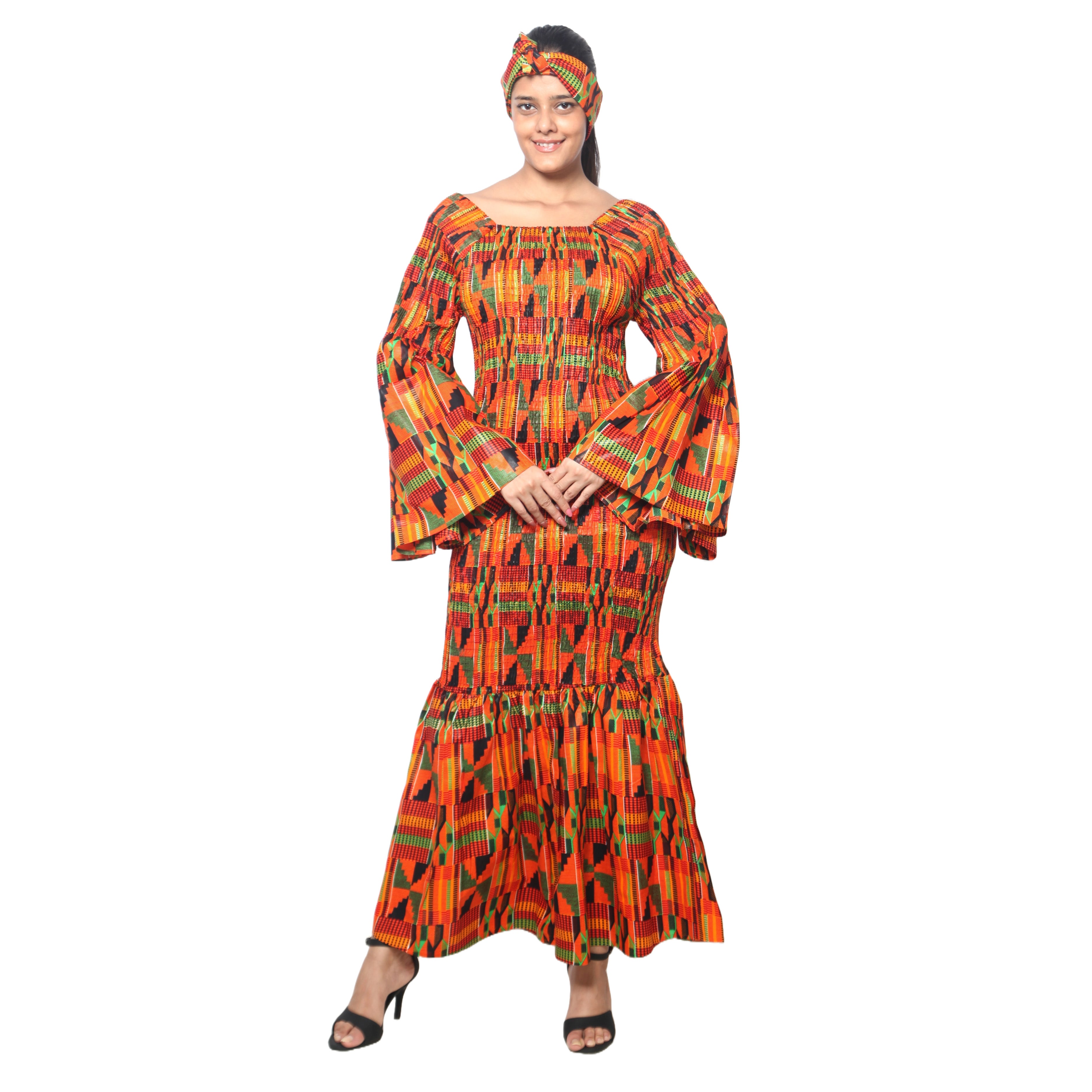 Women's Off Shoulder Smocking Mermaid Maxi -- FI-50075
