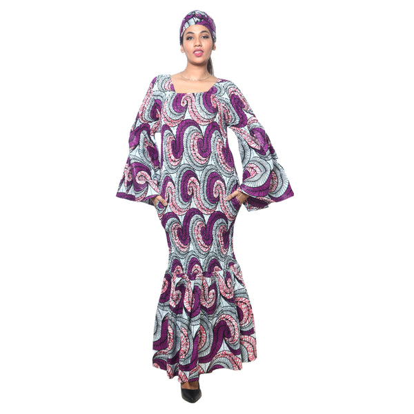 Women's Off Shoulder Smocking Mermaid Maxi -- FI-50075