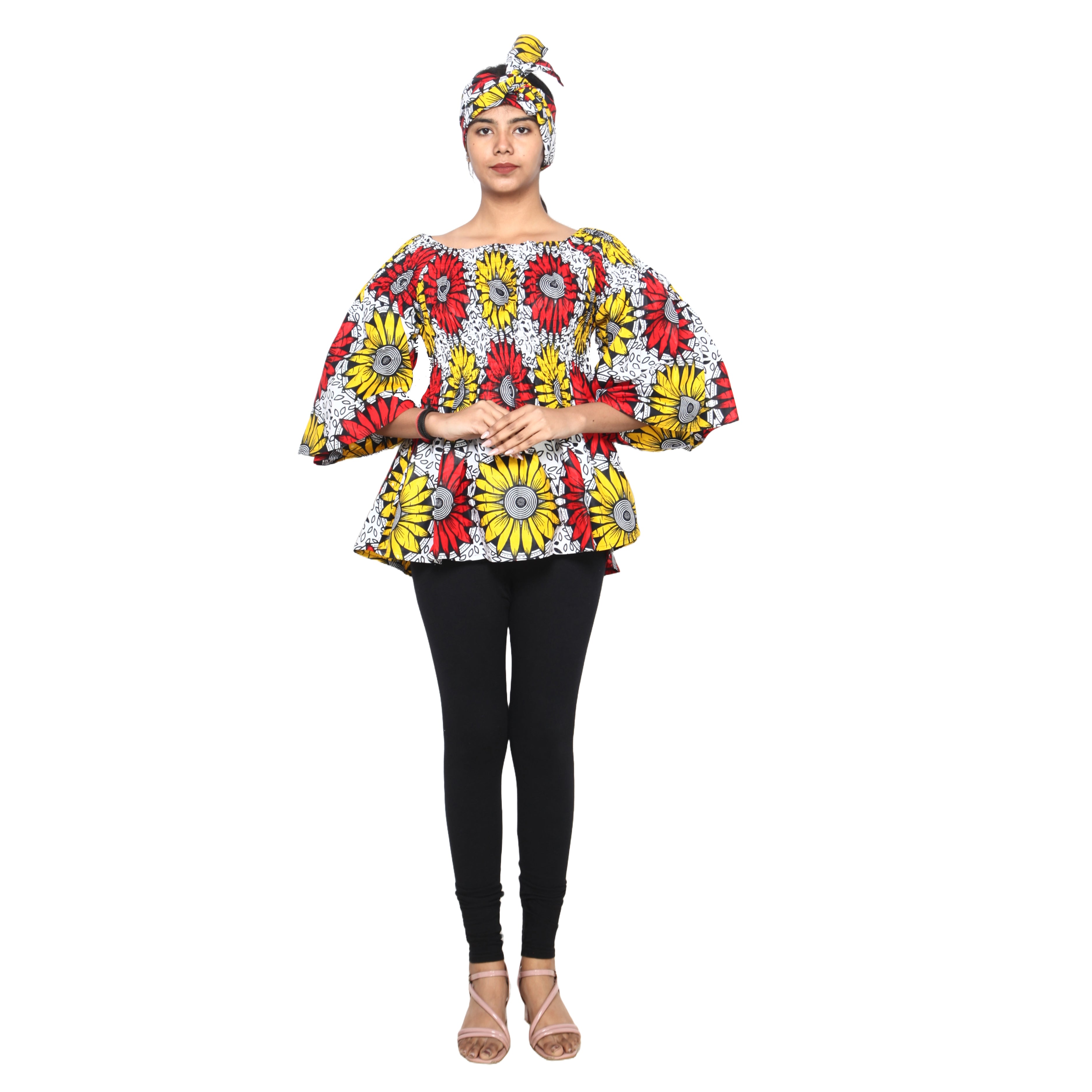 Women's African Off Shoulder Peplum Tunic -- FI-2039