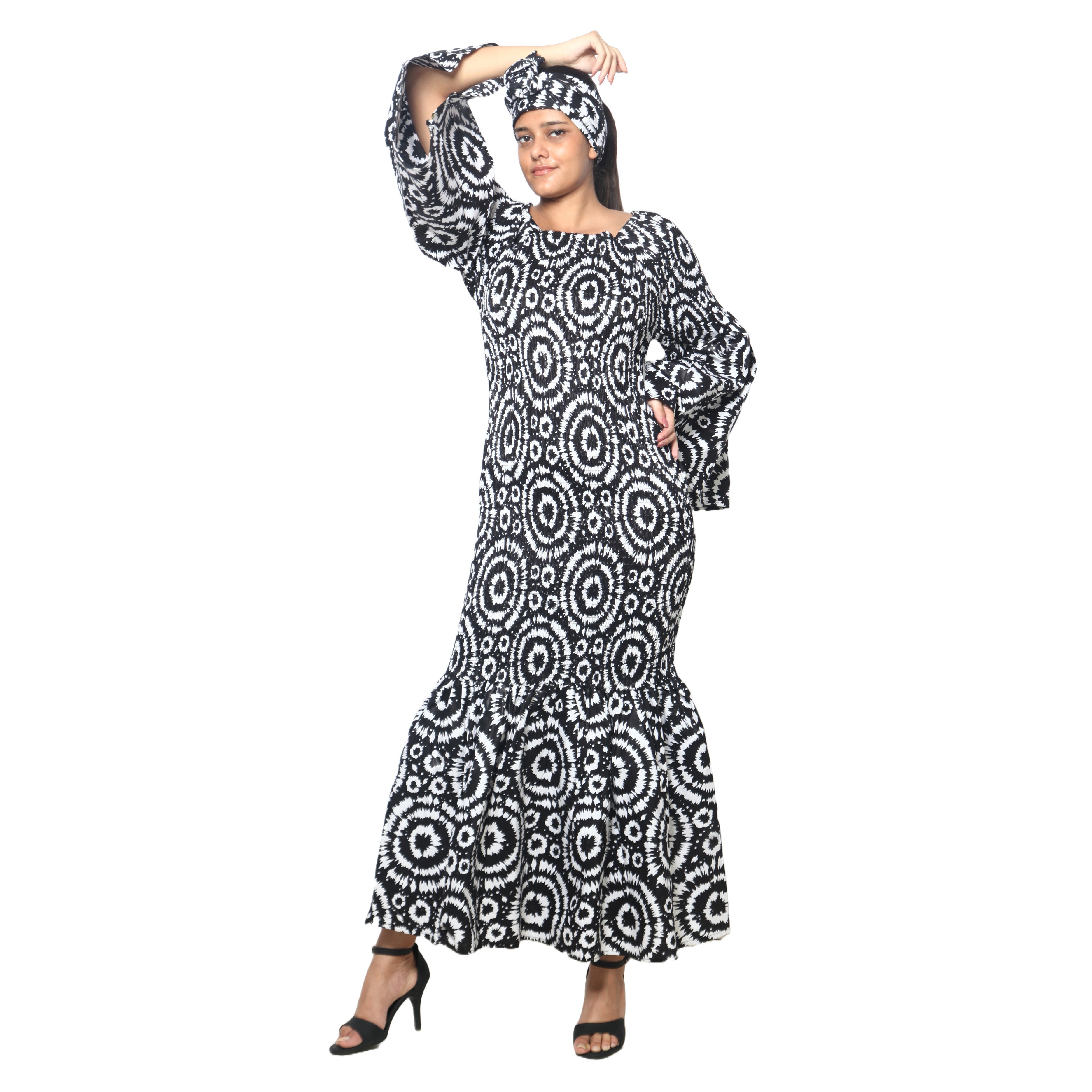 Women's Off Shoulder Smocking Mermaid Maxi -- FI-50075
