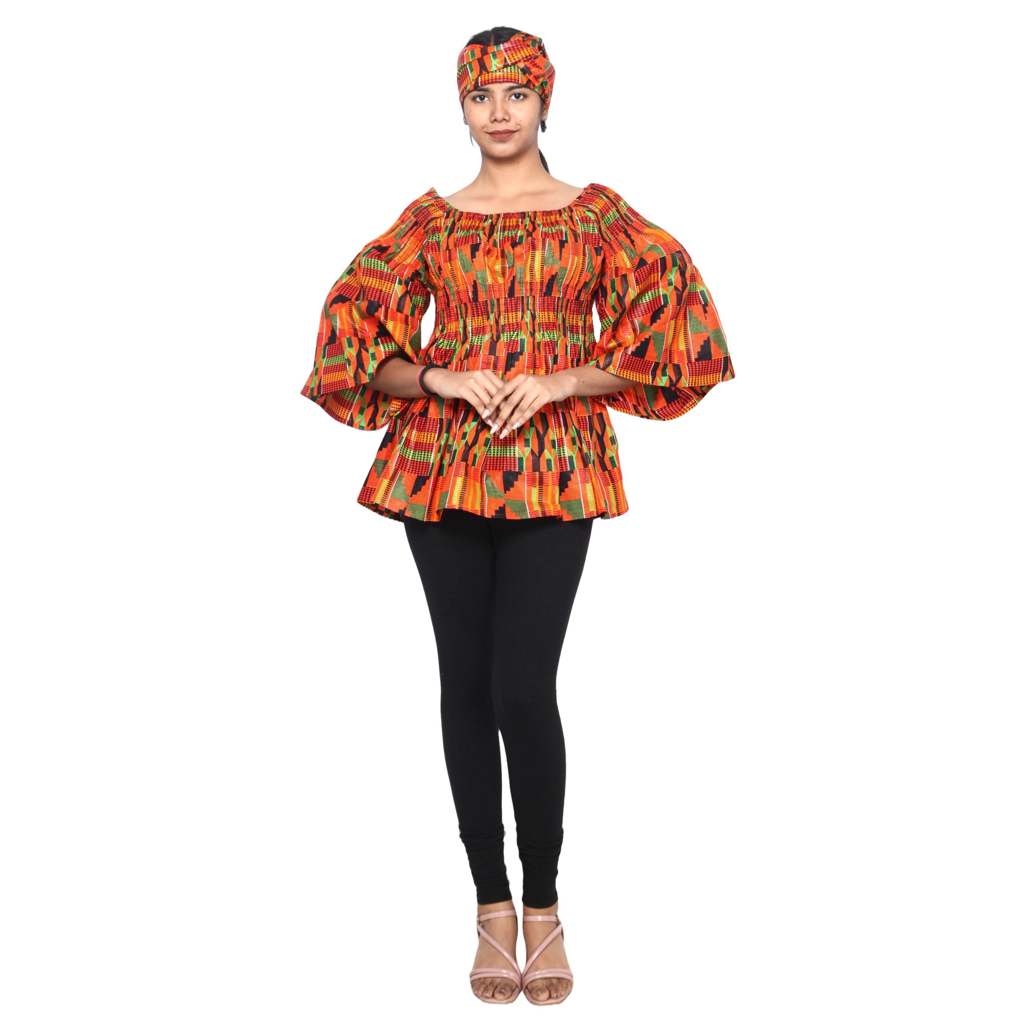 Women's African Off Shoulder Peplum Tunic -- FI-2039