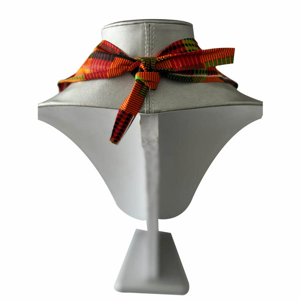 African Fabric Layer Necklace with Disc Earrings -- Jewelry A38