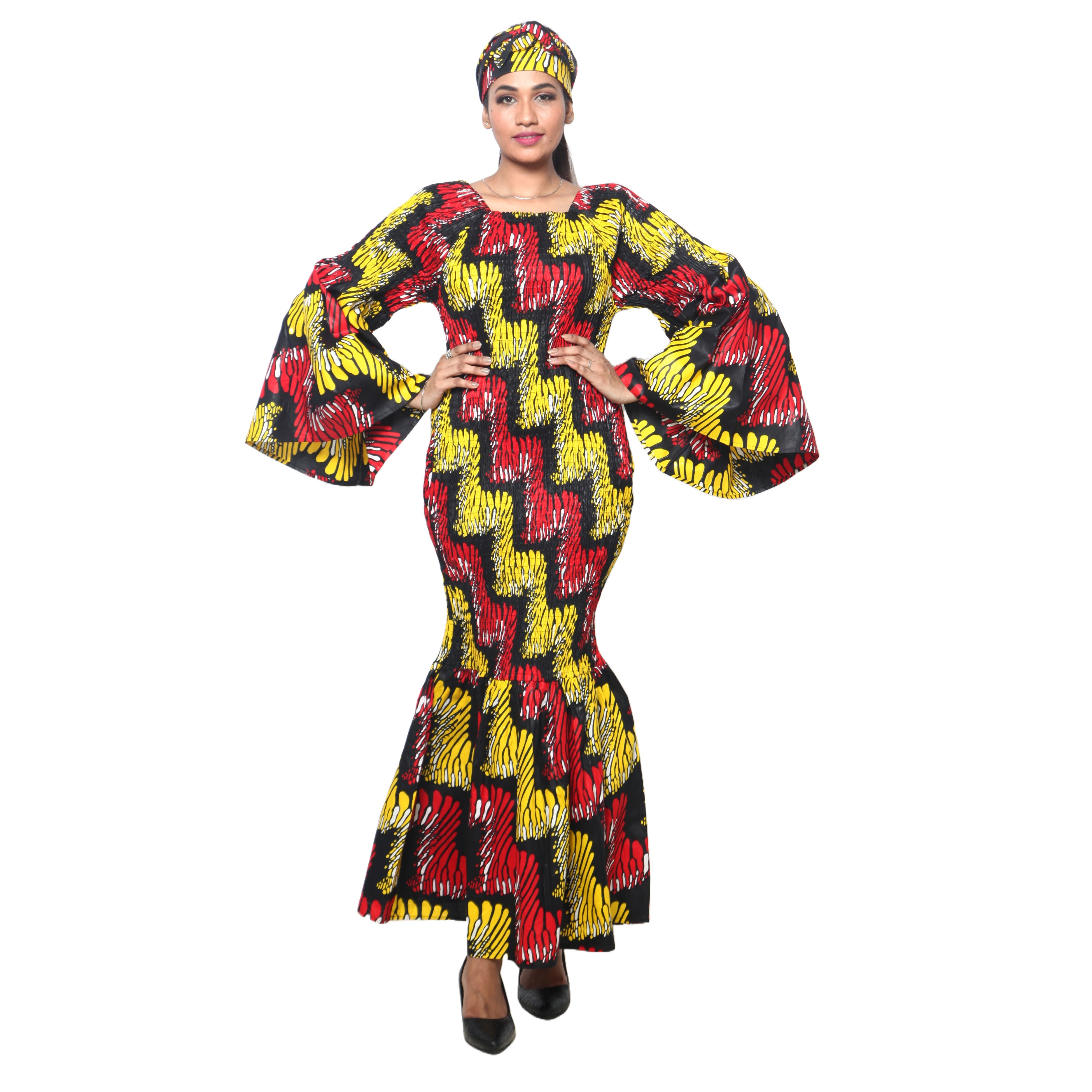 Women's Off Shoulder Smocking Mermaid Maxi -- FI-50075