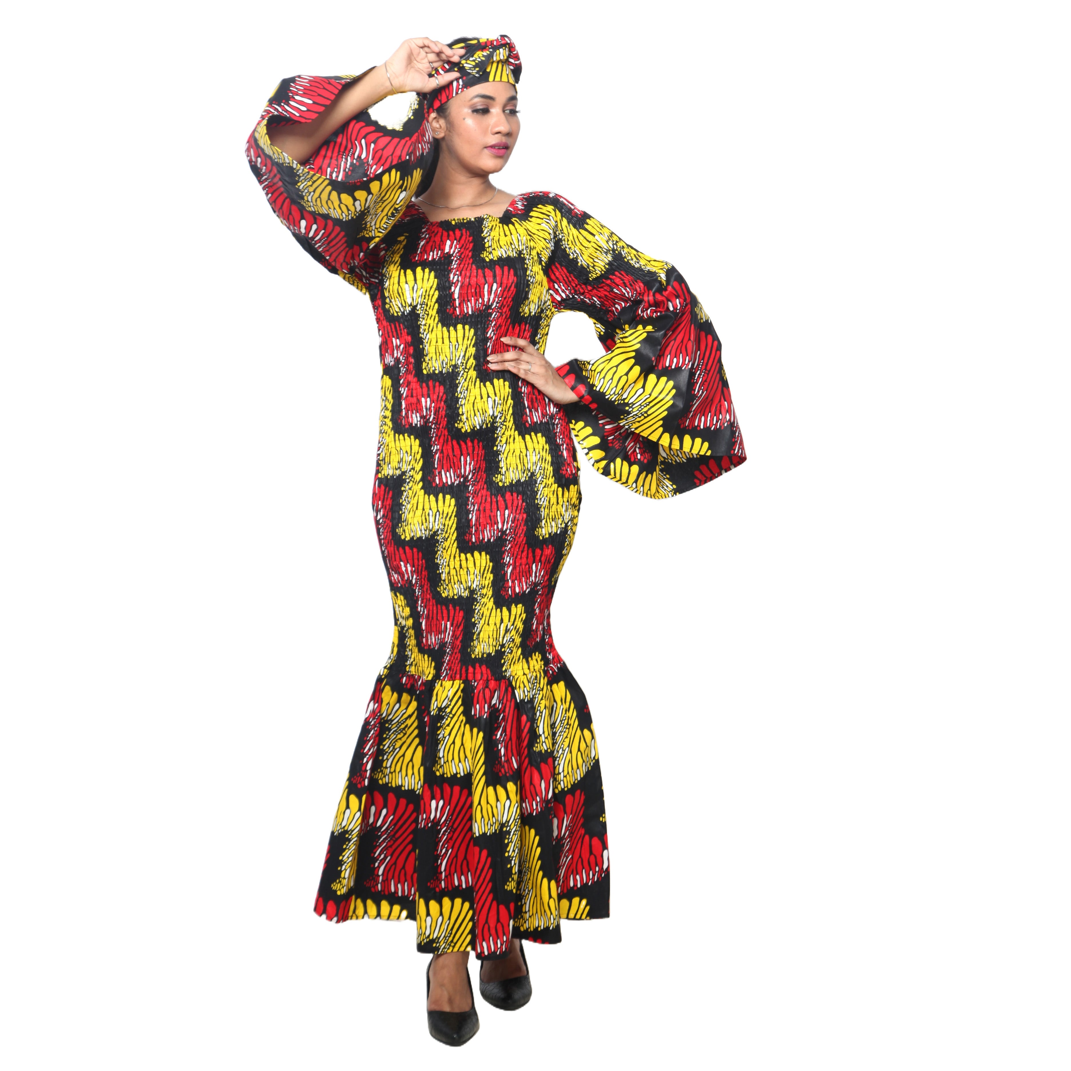 Women's Off Shoulder Smocking Mermaid Maxi -- FI-50075