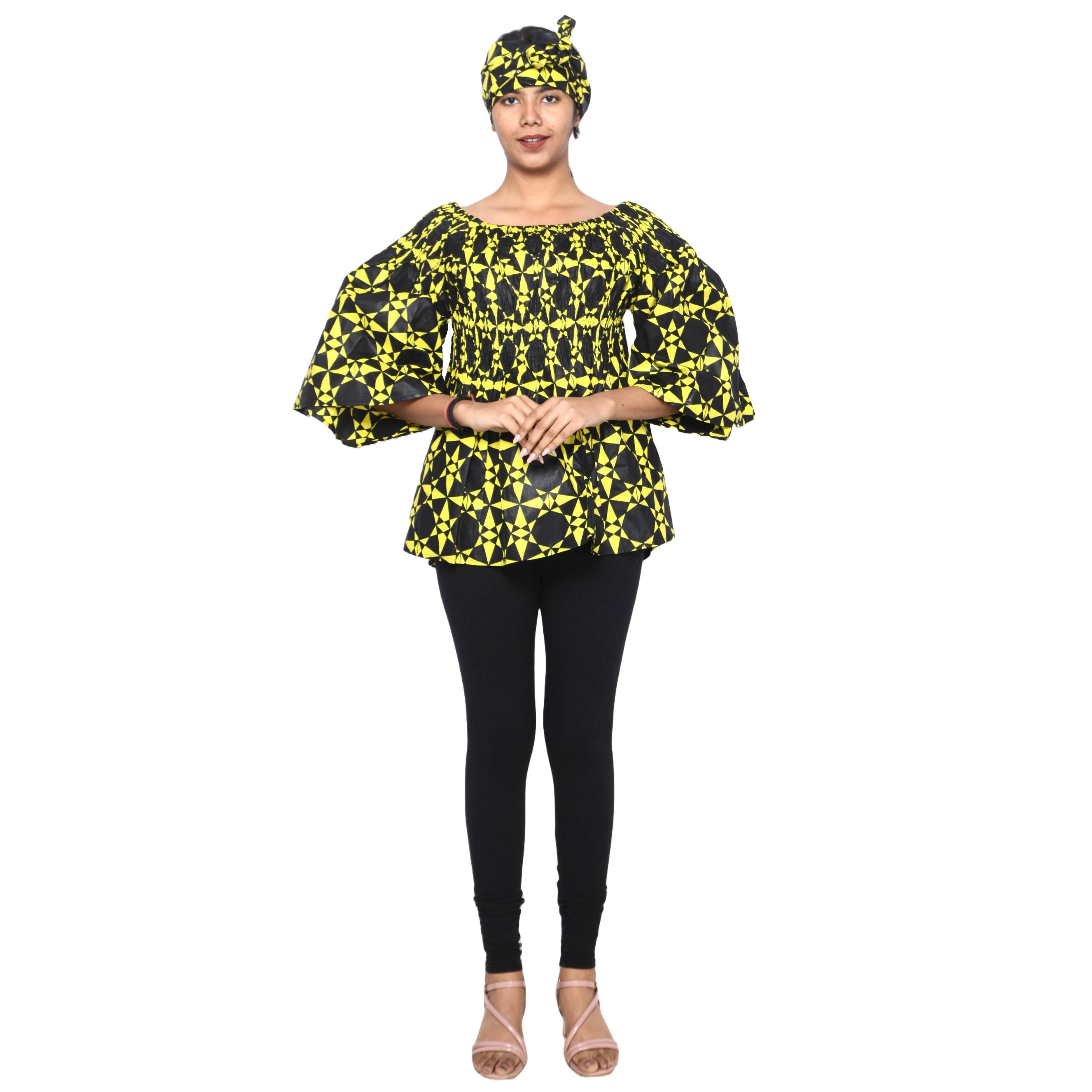 Women's African Off Shoulder Peplum Tunic -- FI-2039