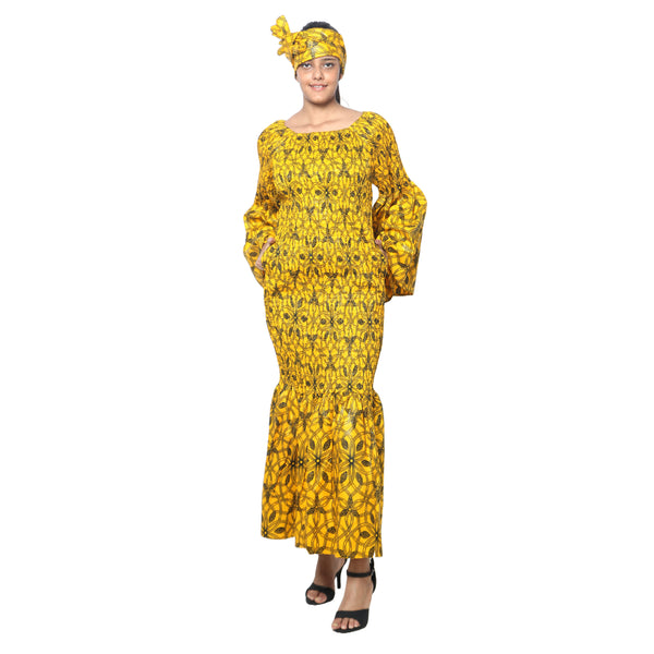 Women's Off Shoulder Smocking Mermaid Maxi -- FI-50075