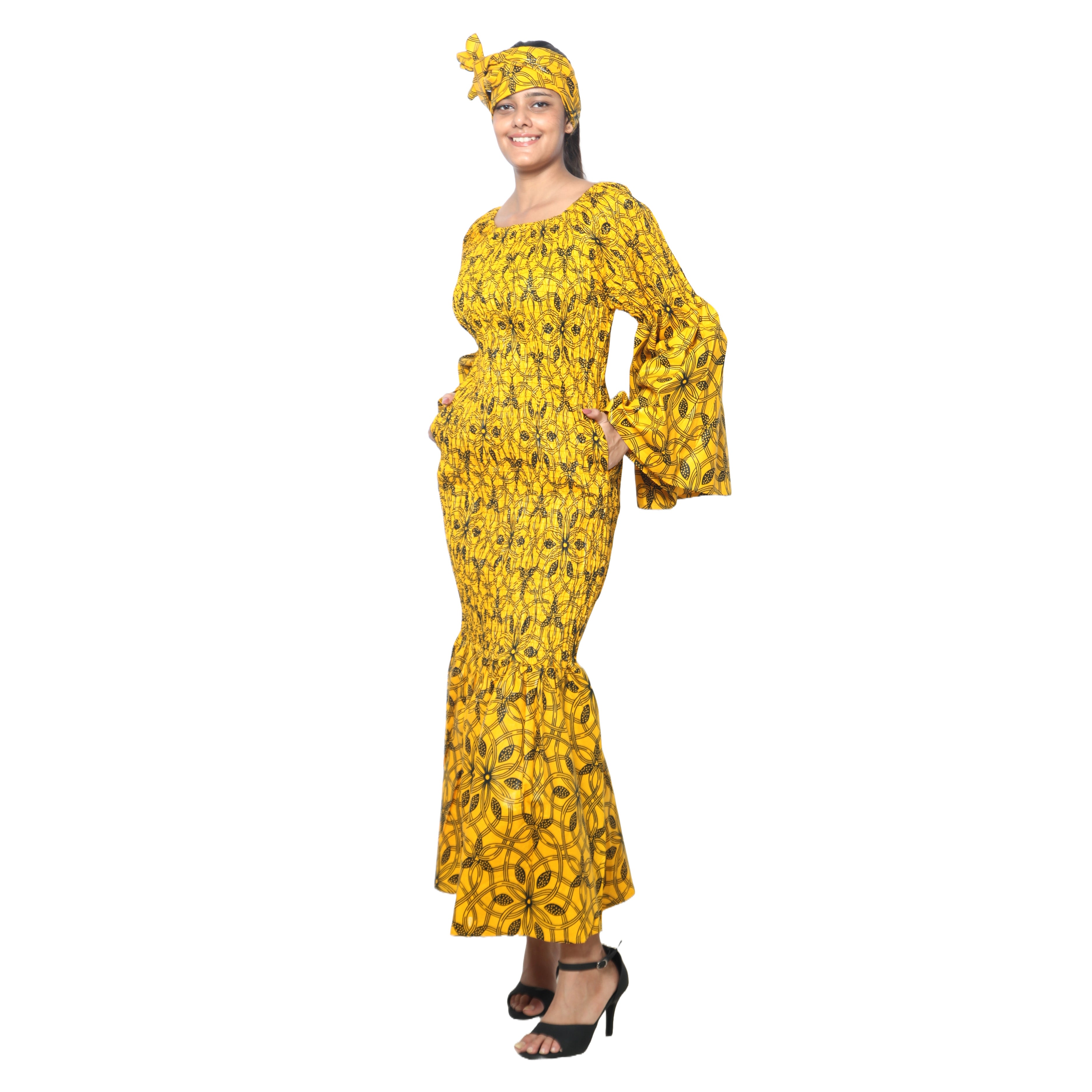 Women's Off Shoulder Smocking Mermaid Maxi -- FI-50075