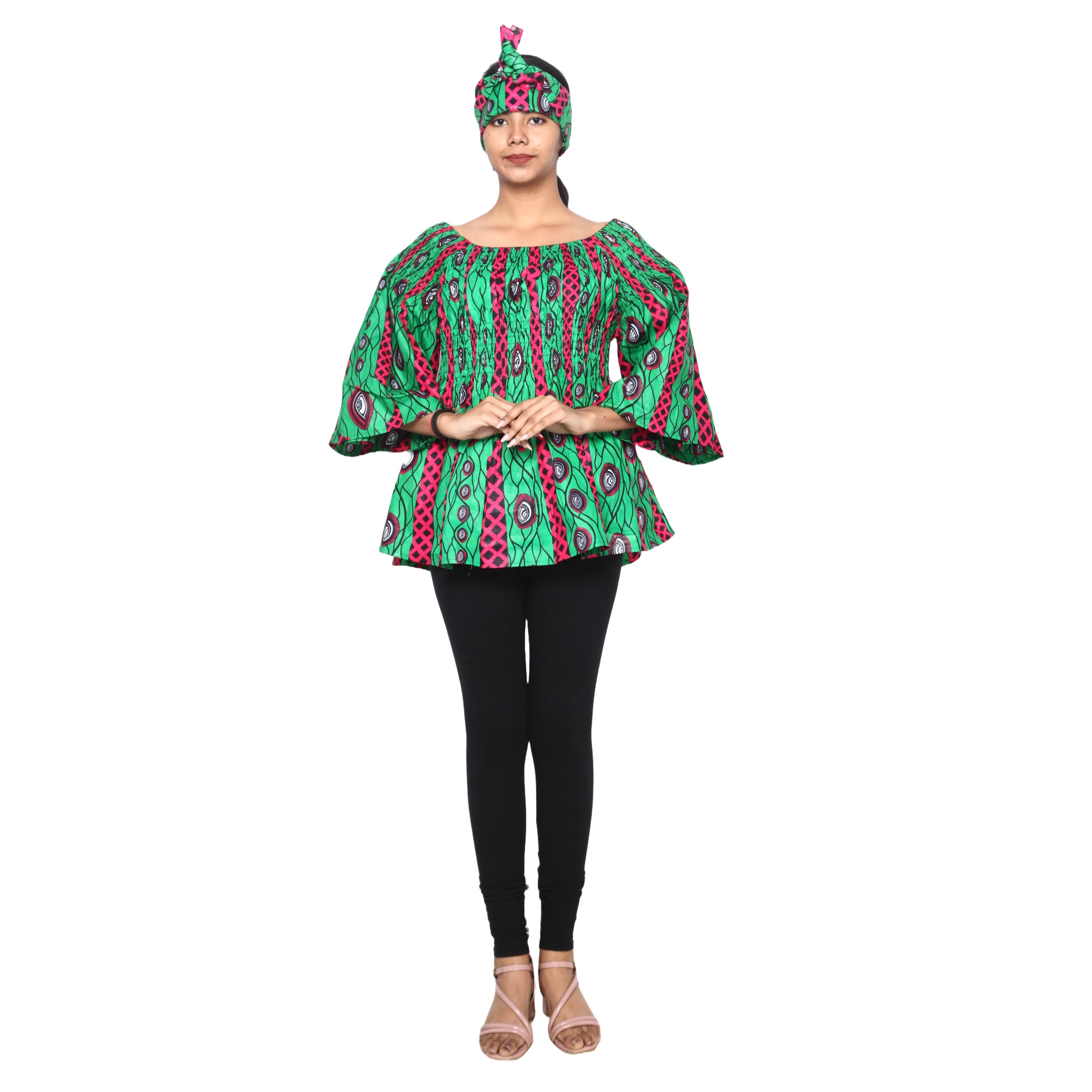 Women's African Off Shoulder Peplum Tunic -- FI-2039