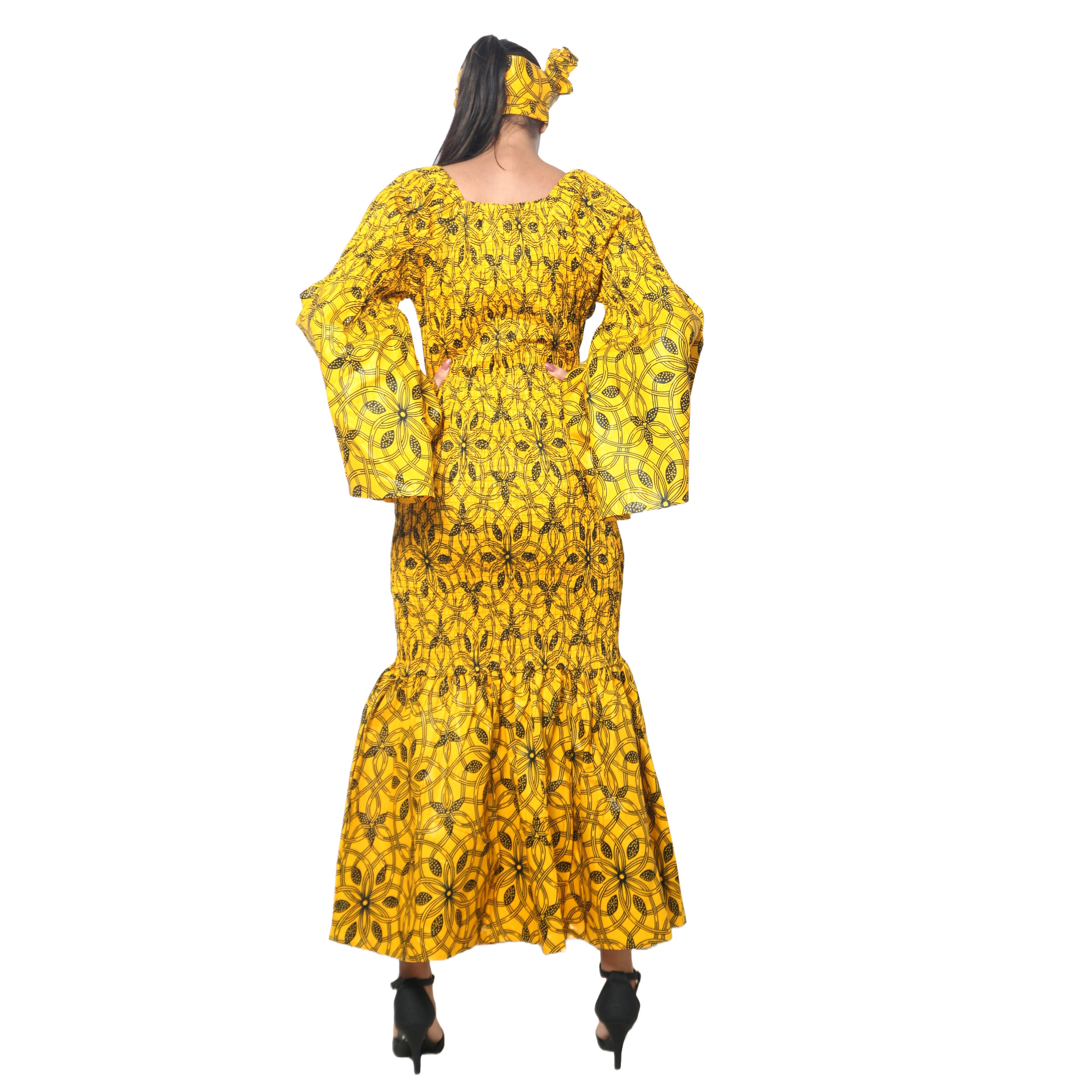Women's Off Shoulder Smocking Mermaid Maxi -- FI-50075