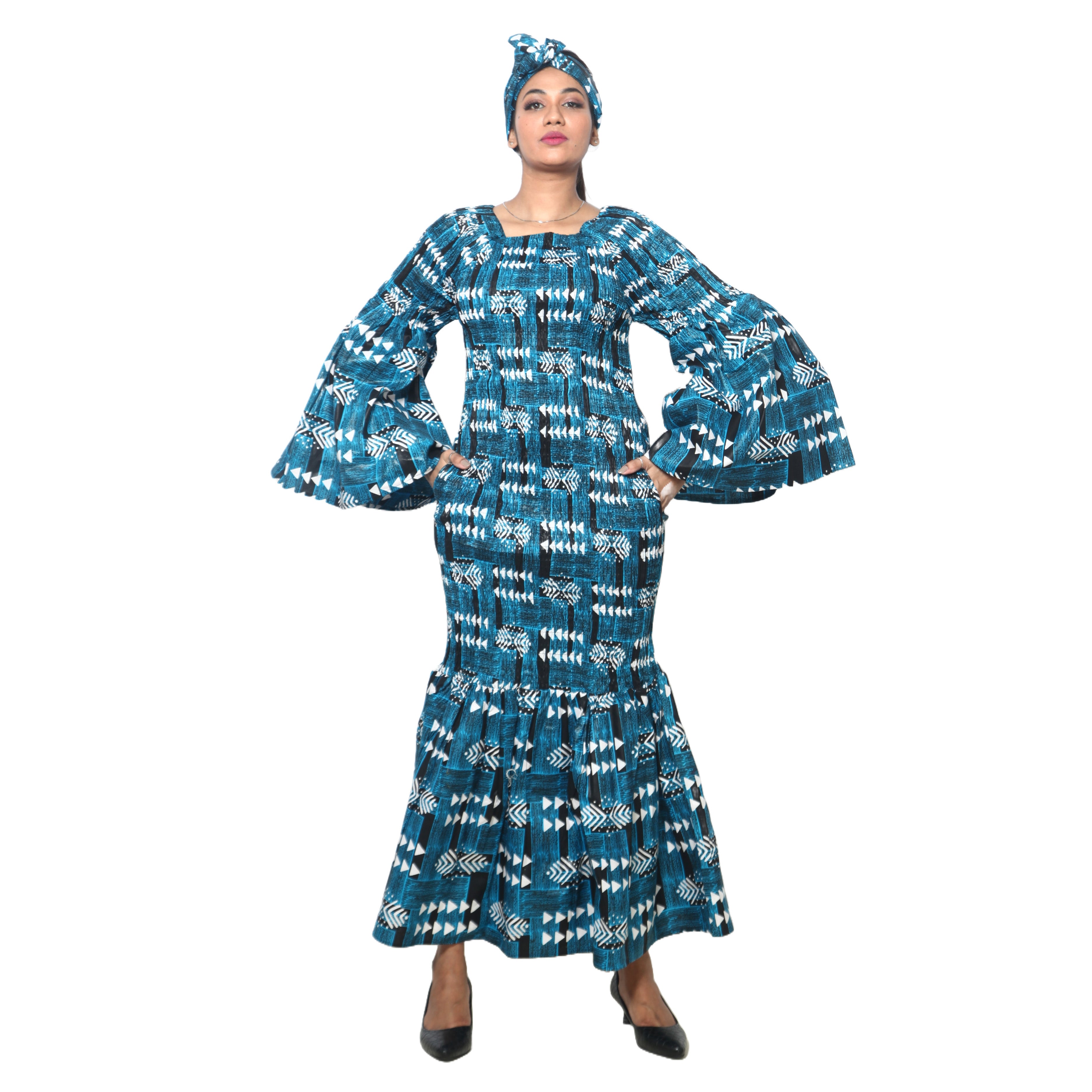 Women's Off Shoulder Smocking Mermaid Maxi -- FI-50075