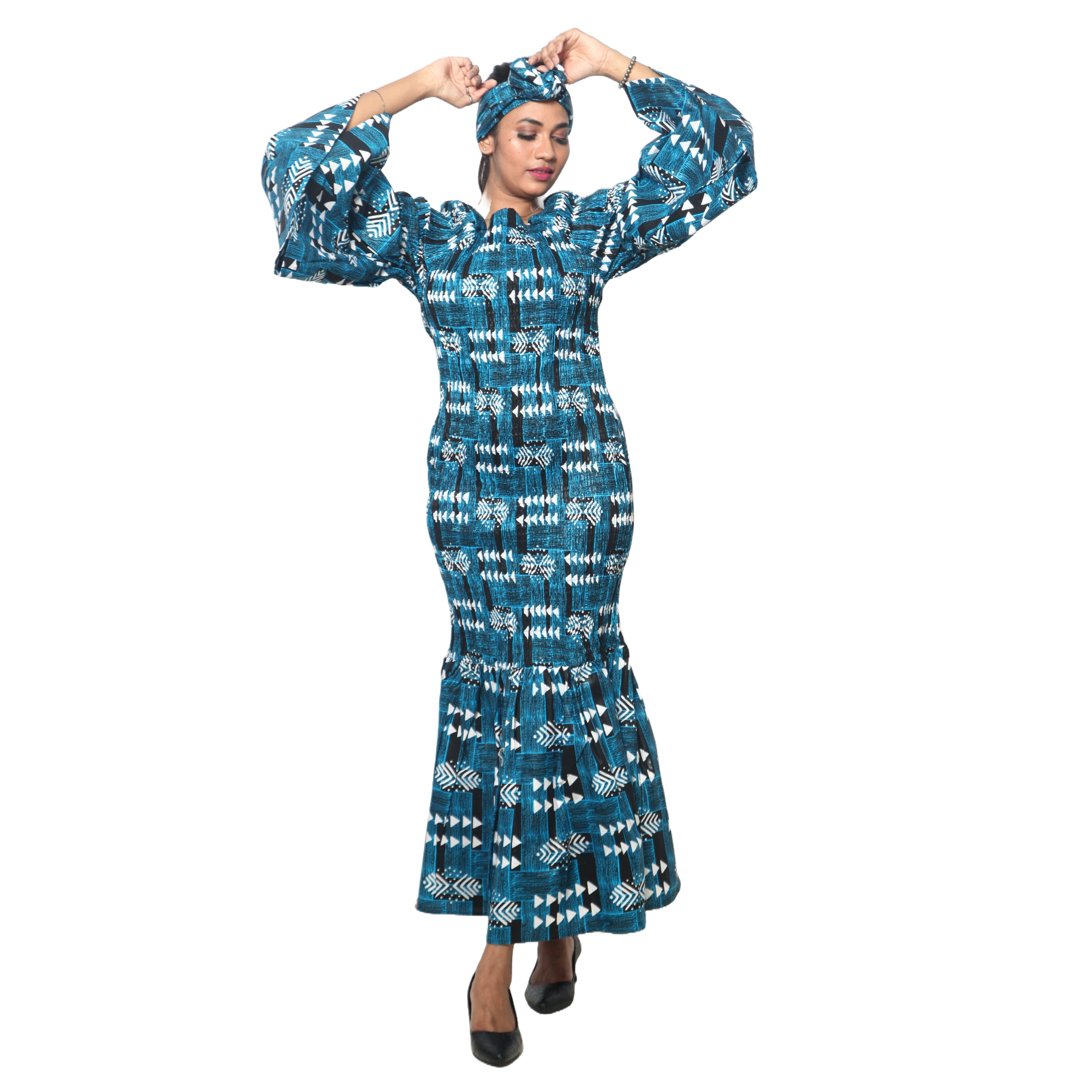Women's Off Shoulder Smocking Mermaid Maxi -- FI-50075