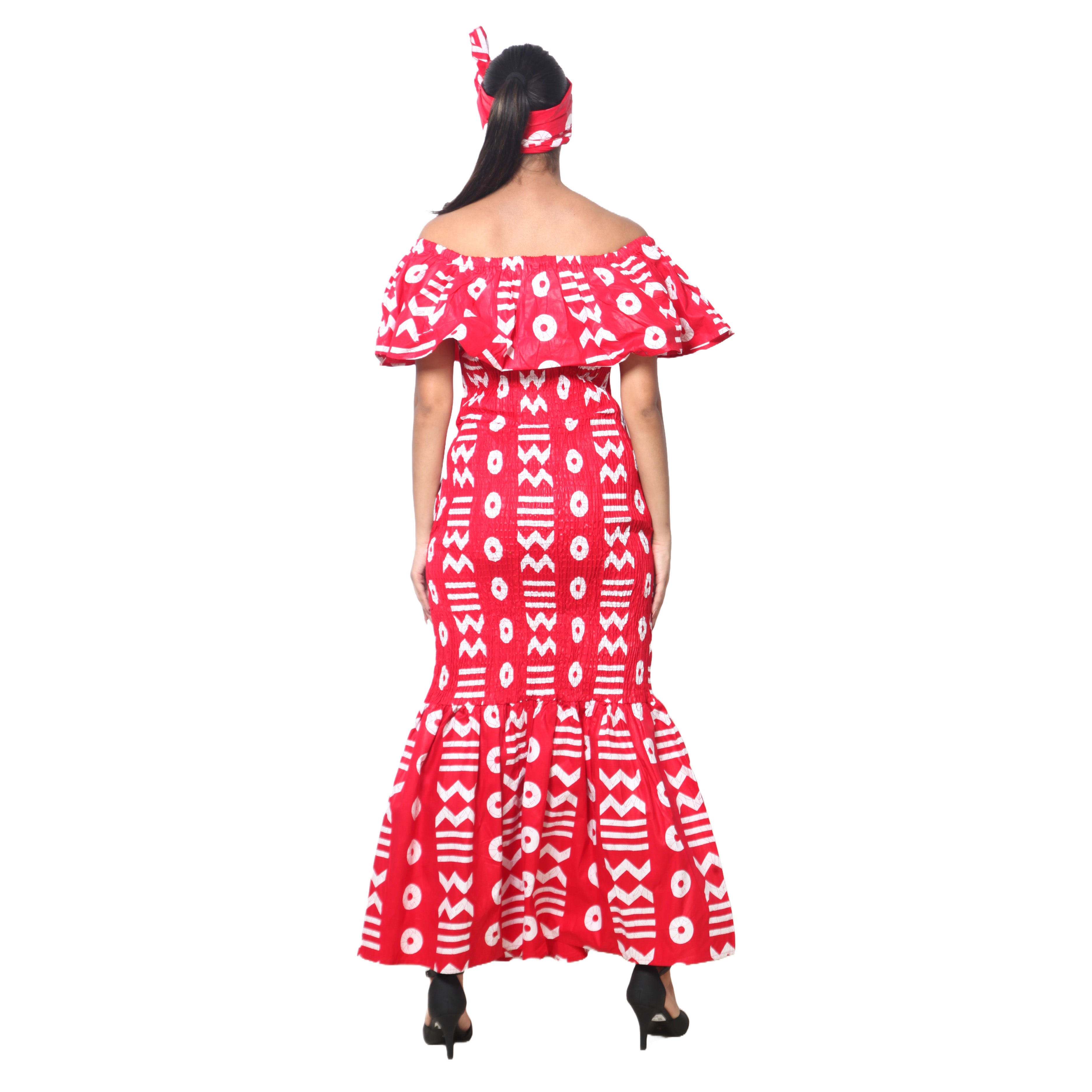 Women's Off Shoulder Smocking Maxi Dress -- FI-50077