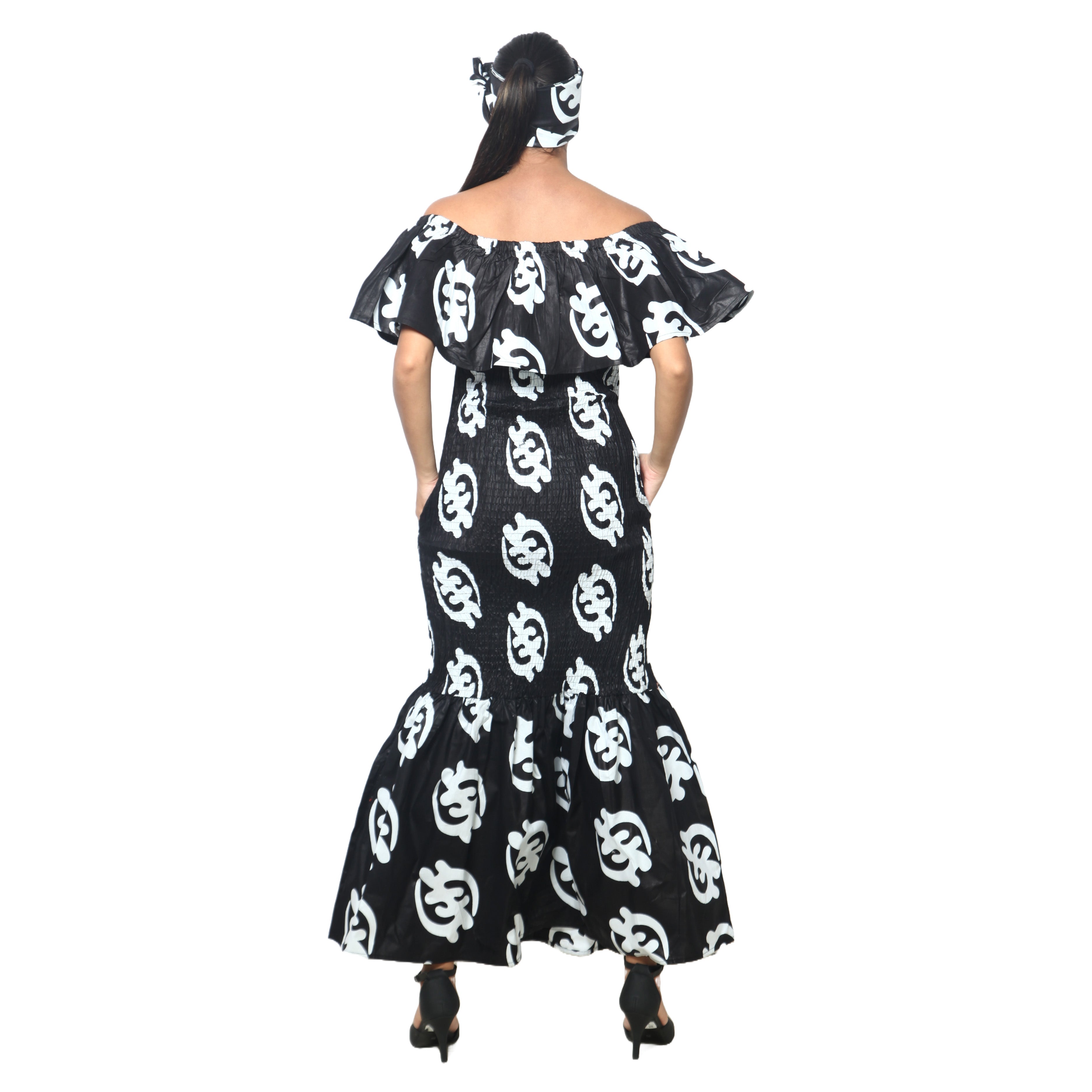 Women's Off Shoulder Smocking Maxi Dress -- FI-50077