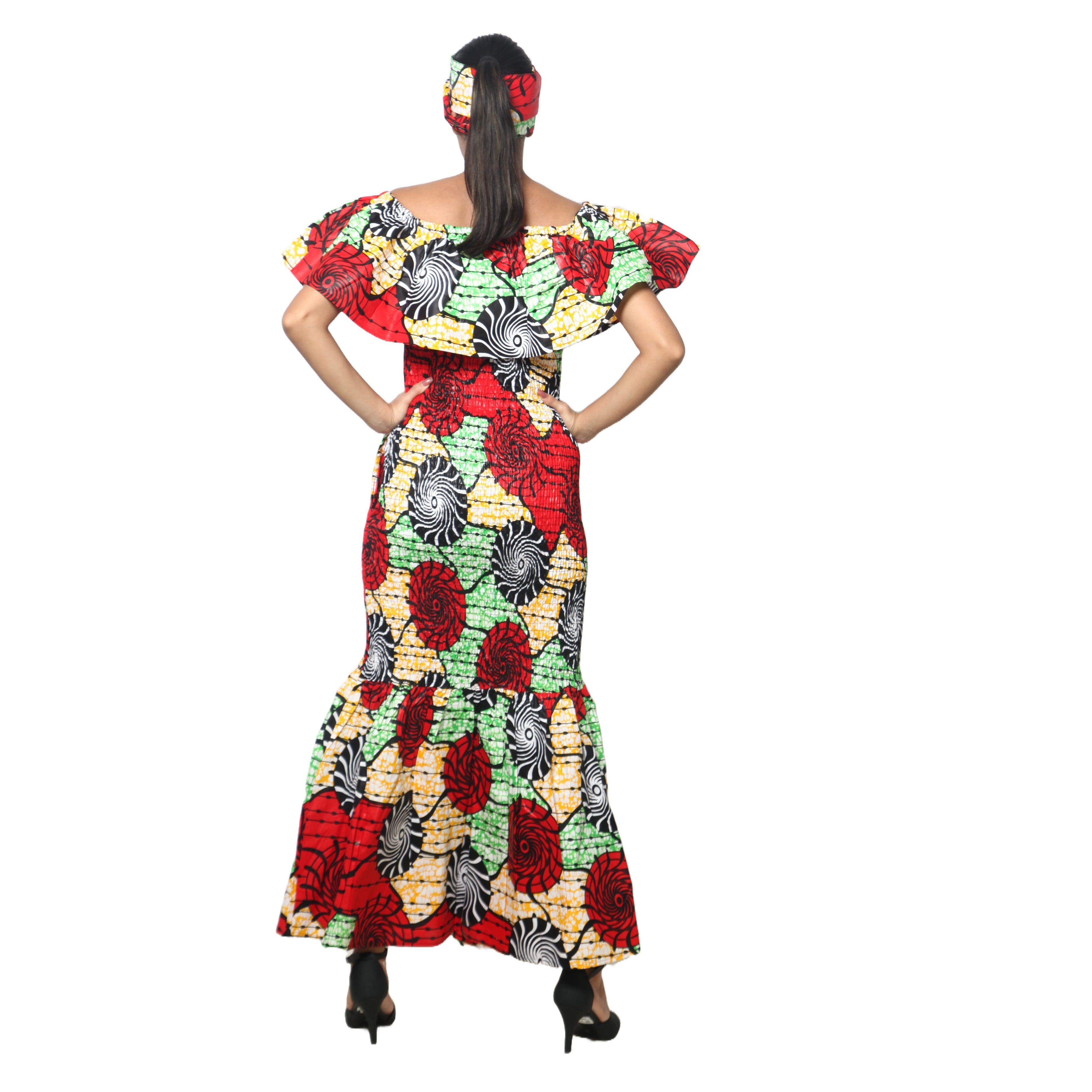 Women's Off Shoulder Smocking Maxi Dress -- FI-50077