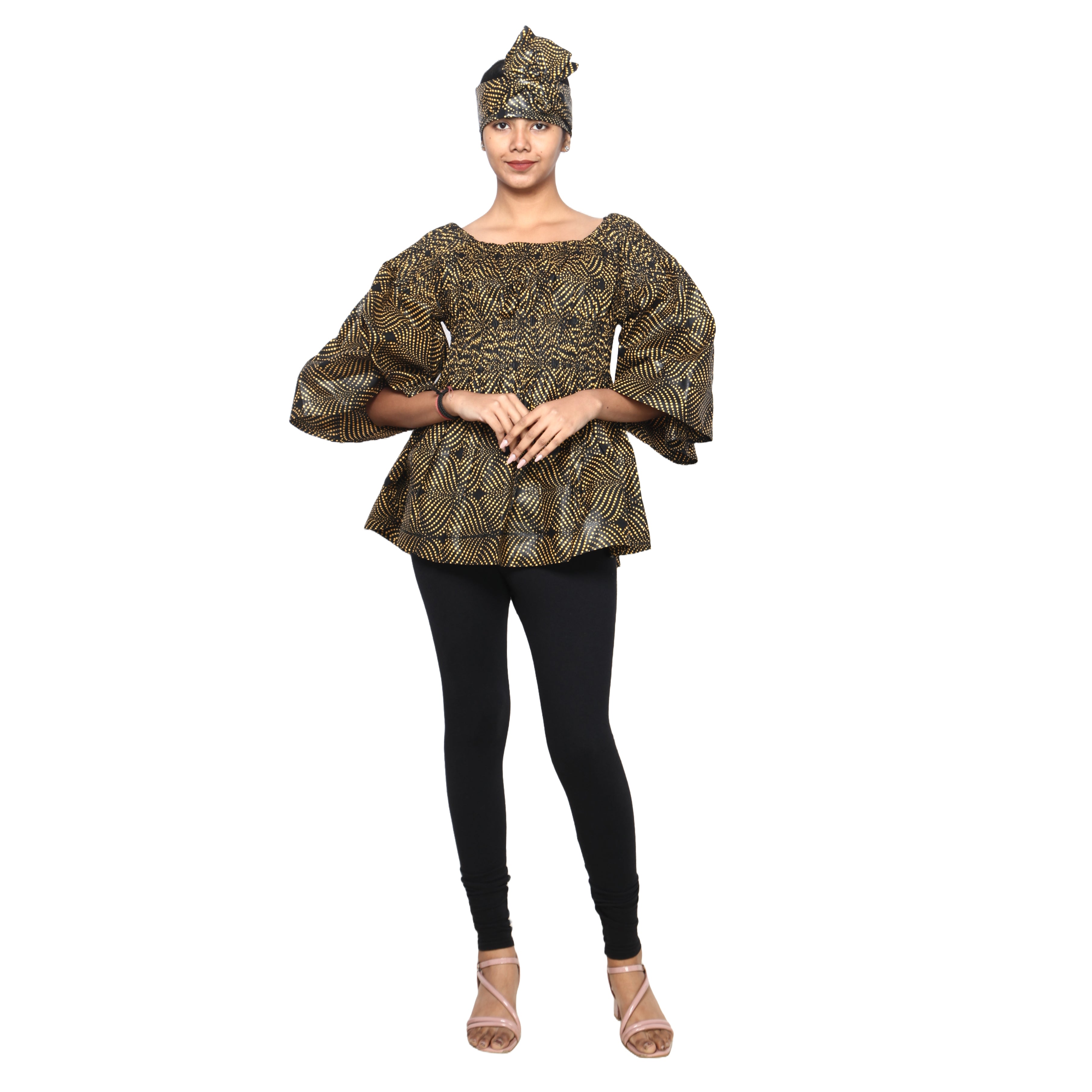 Women's African Off Shoulder Peplum Tunic -- FI-2039