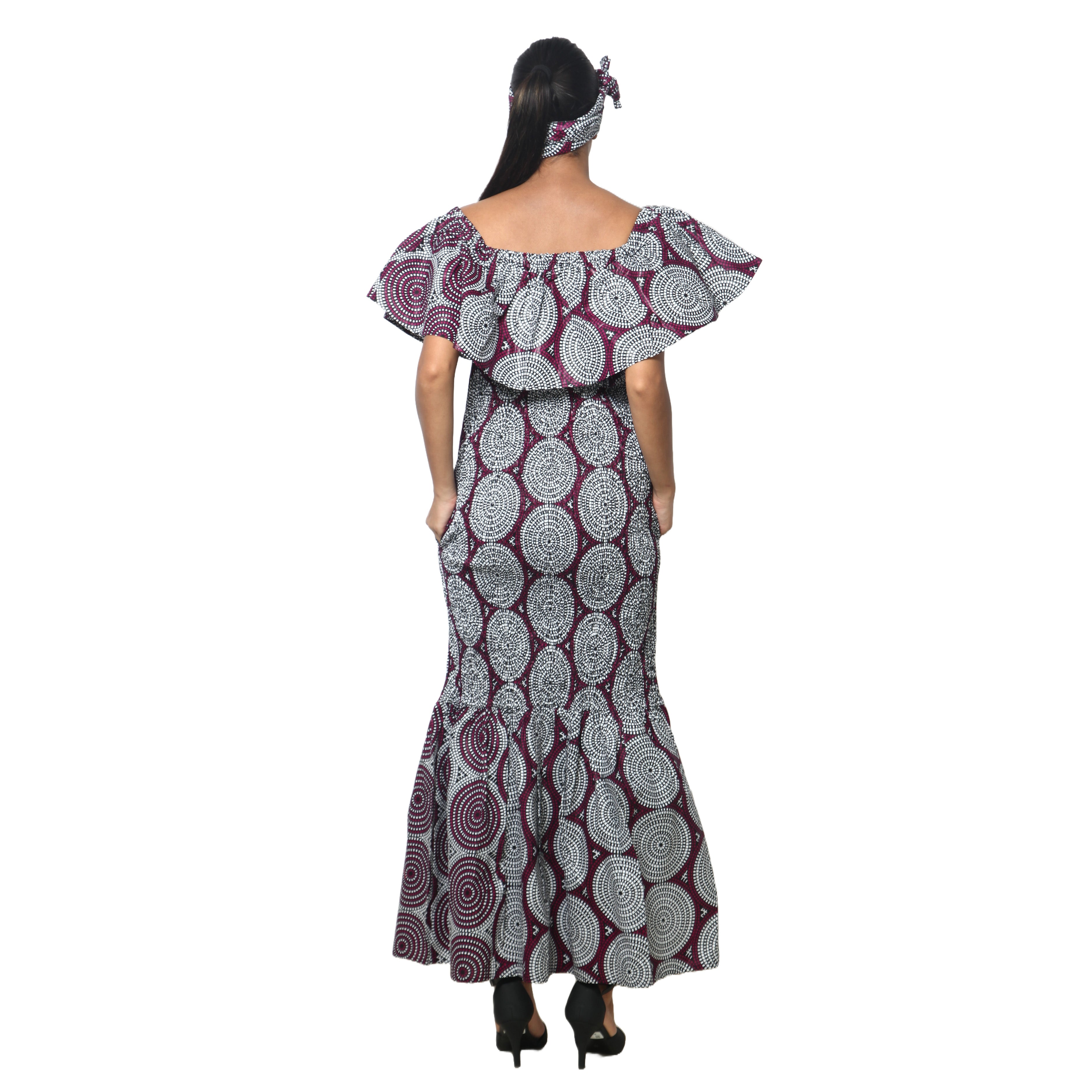 Women's Off Shoulder Smocking Maxi Dress -- FI-50077