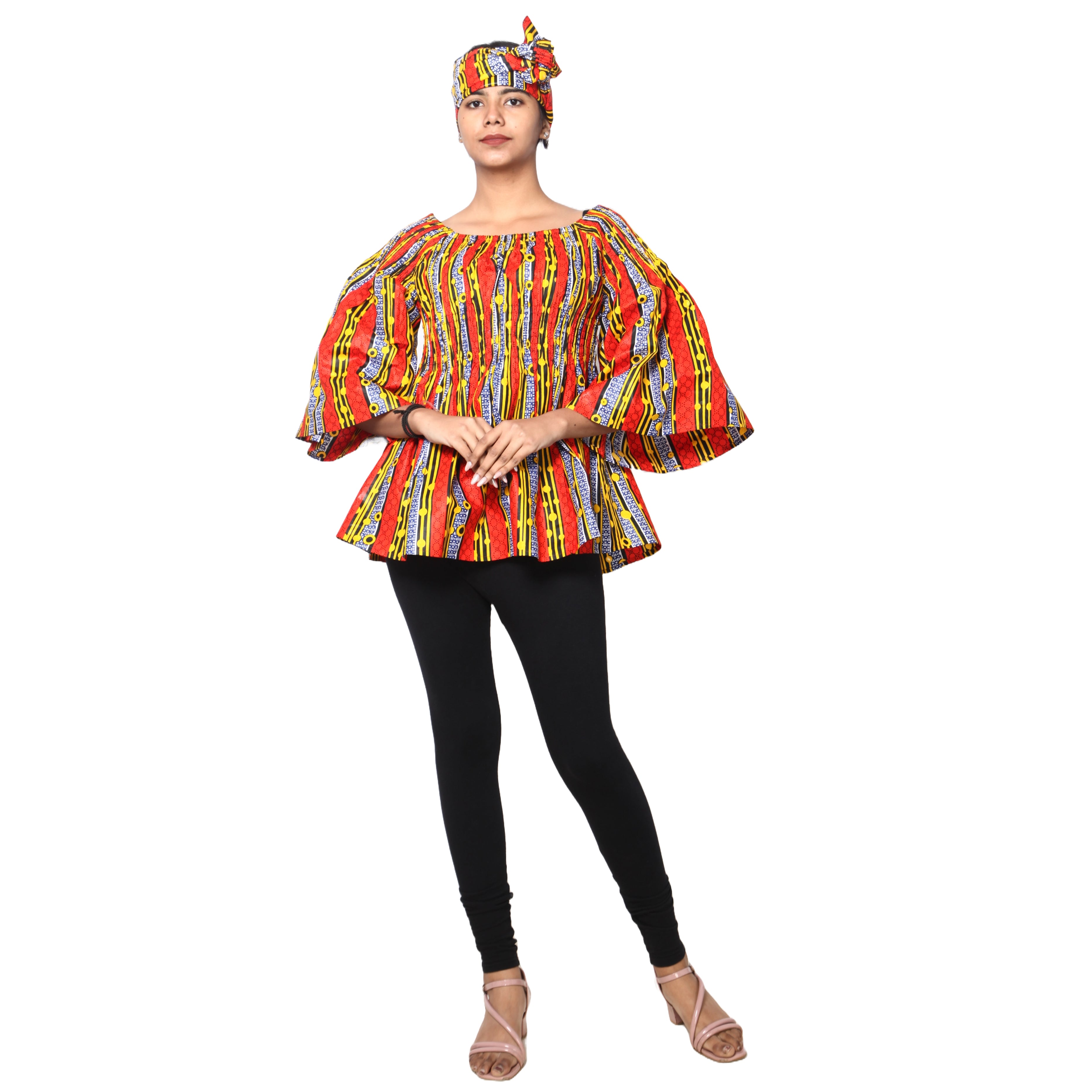 Women's African Off Shoulder Peplum Tunic -- FI-2039
