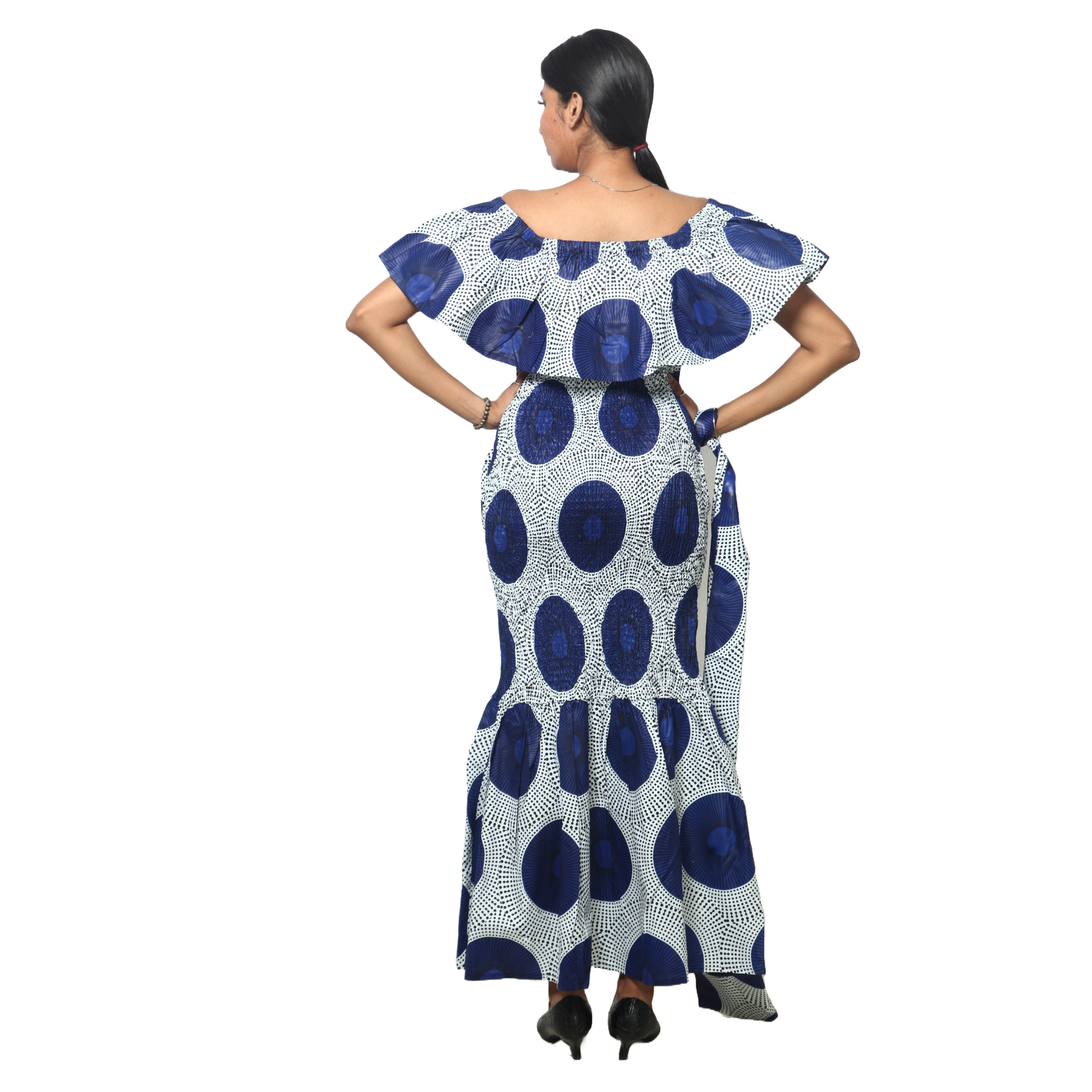 Women's Off Shoulder Smocking Maxi Dress -- FI-50077