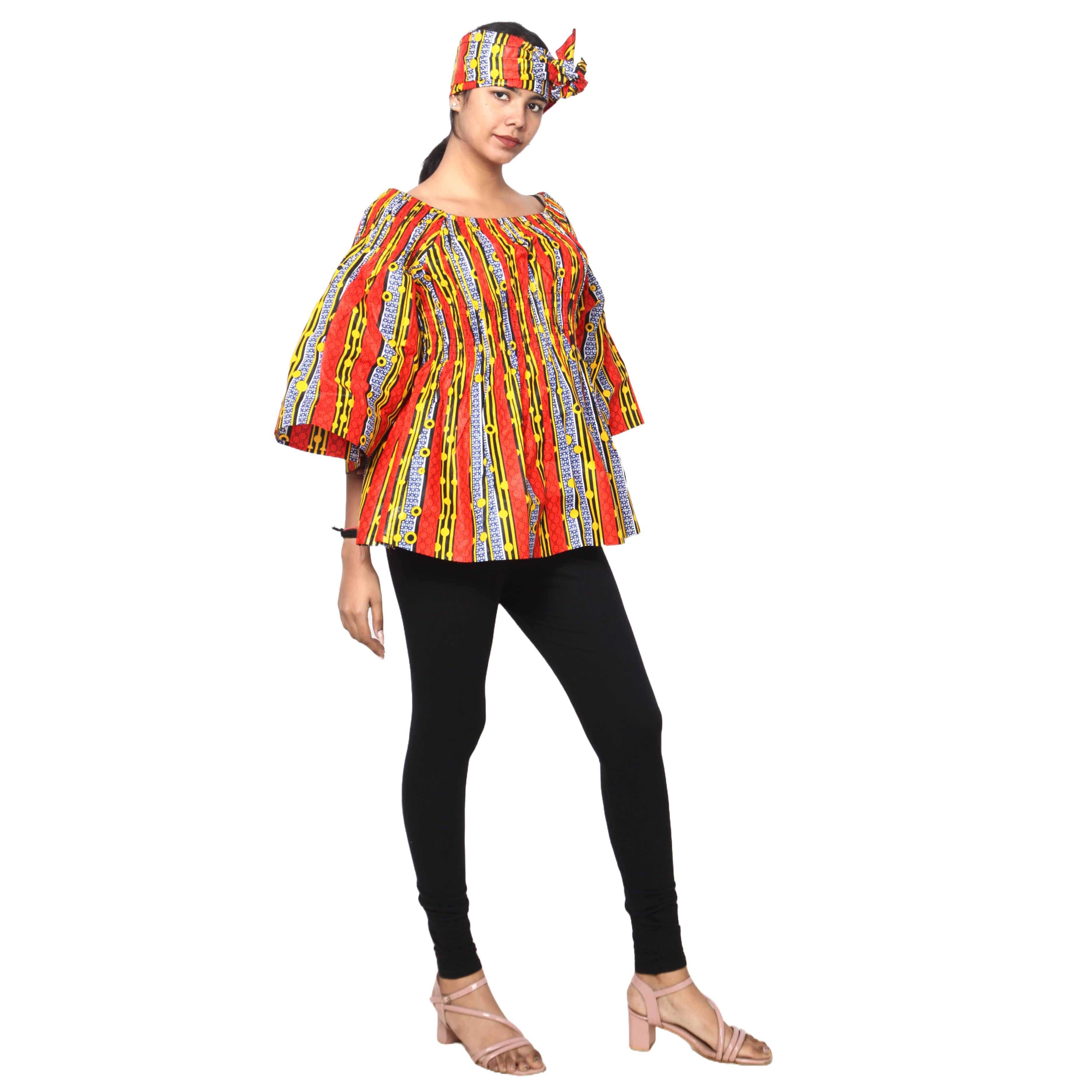 Women's African Off Shoulder Peplum Tunic -- FI-2039