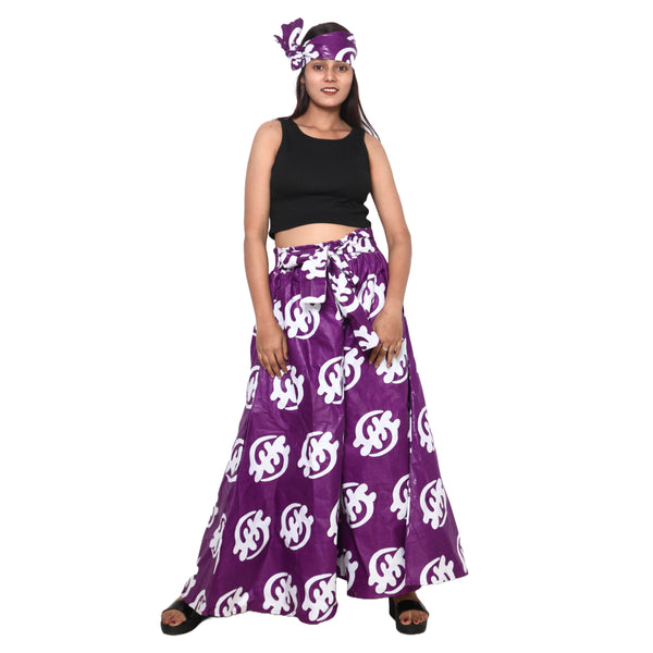 Women's African Printed Tie Waist Palazzo Pants -- FI-50