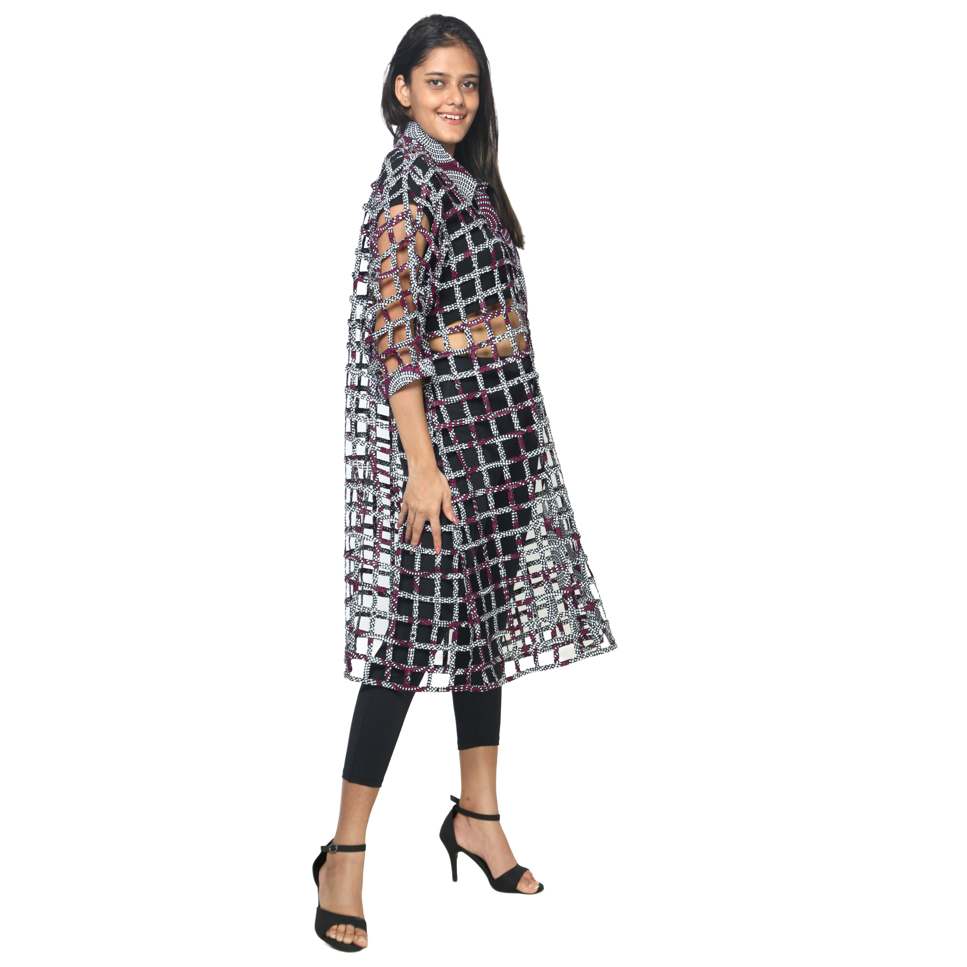 Women's Collared Cage Long Button Shirt -- FI-ST129