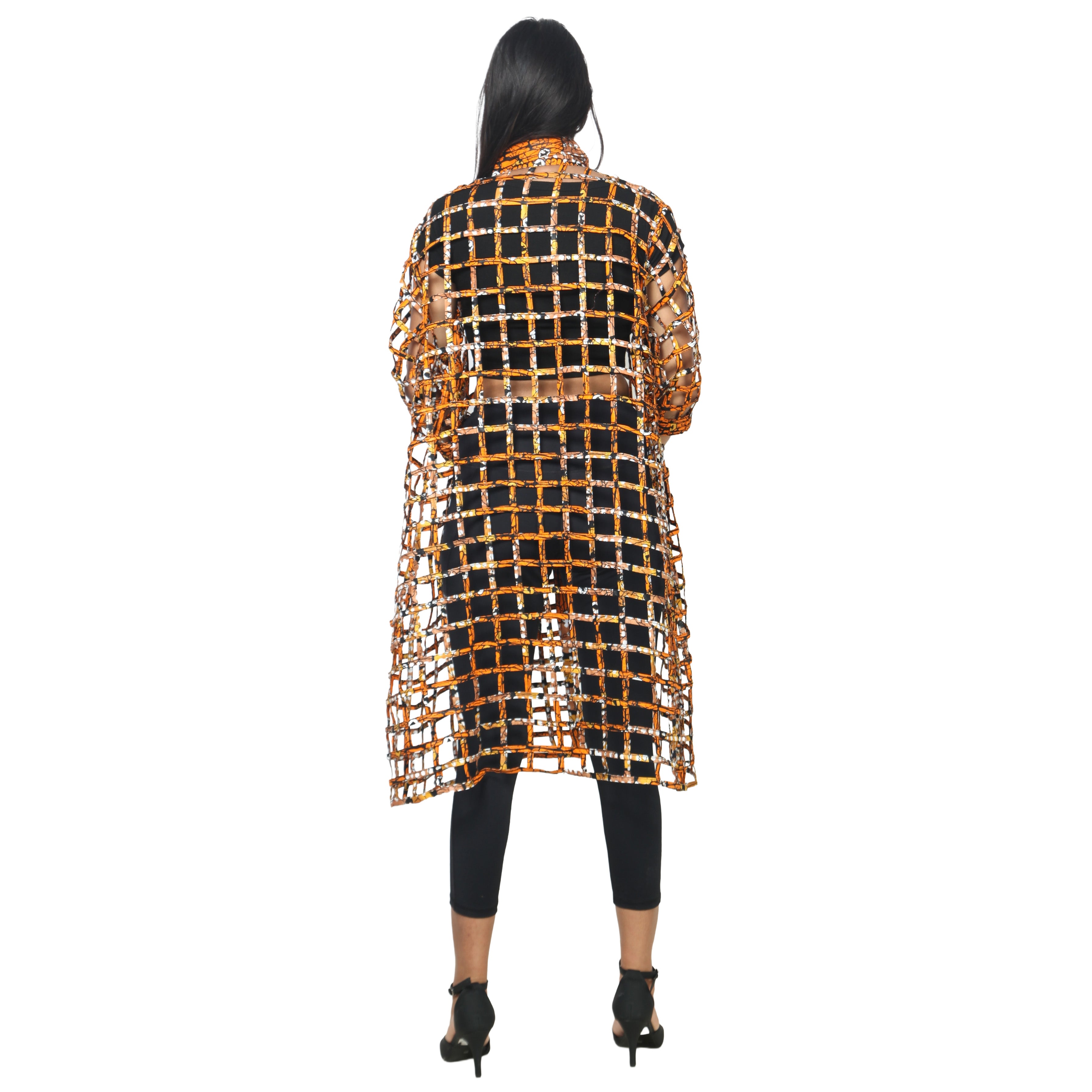 Women's Collared Cage Long Button Shirt -- FI-ST129