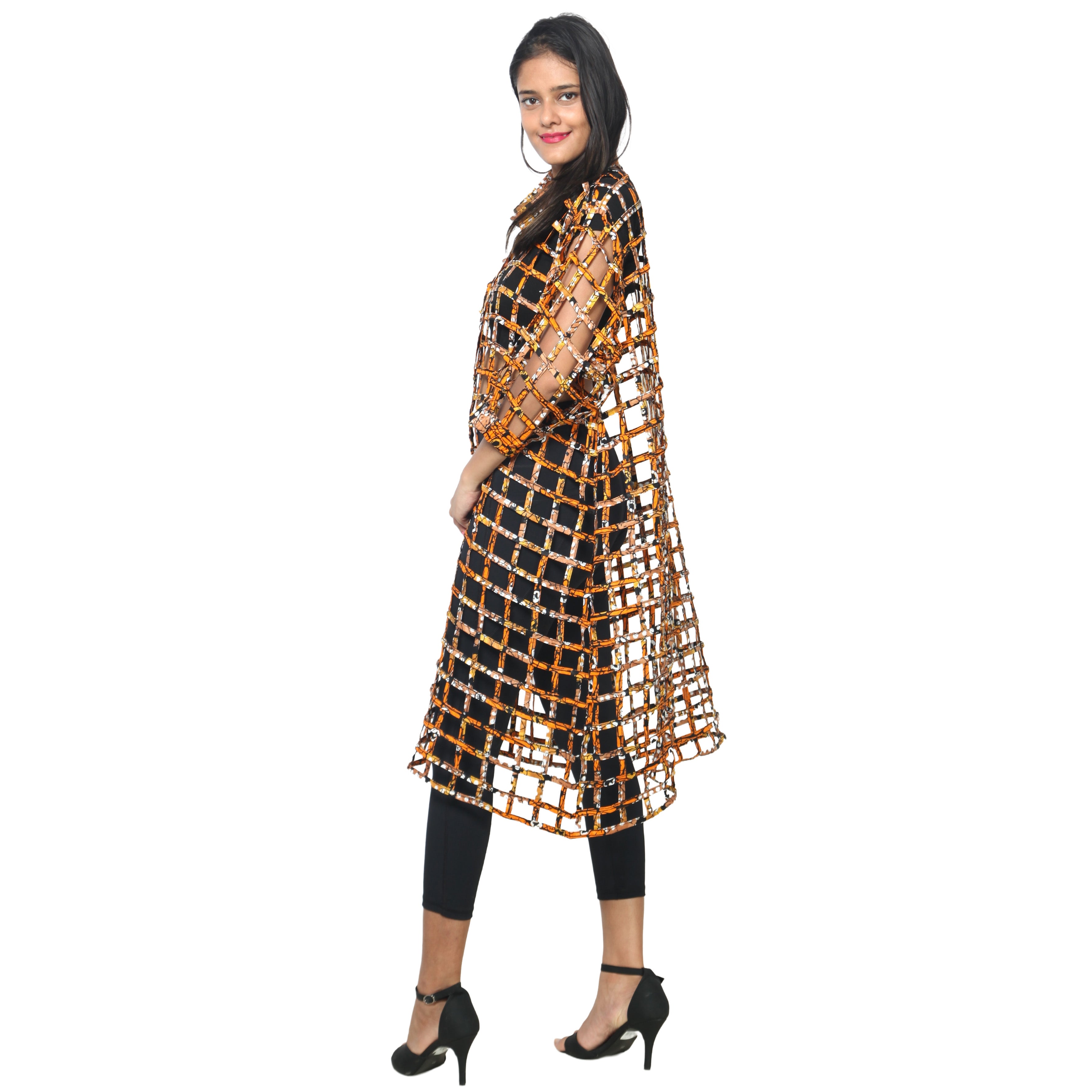 Women's Collared Cage Long Button Shirt -- FI-ST129
