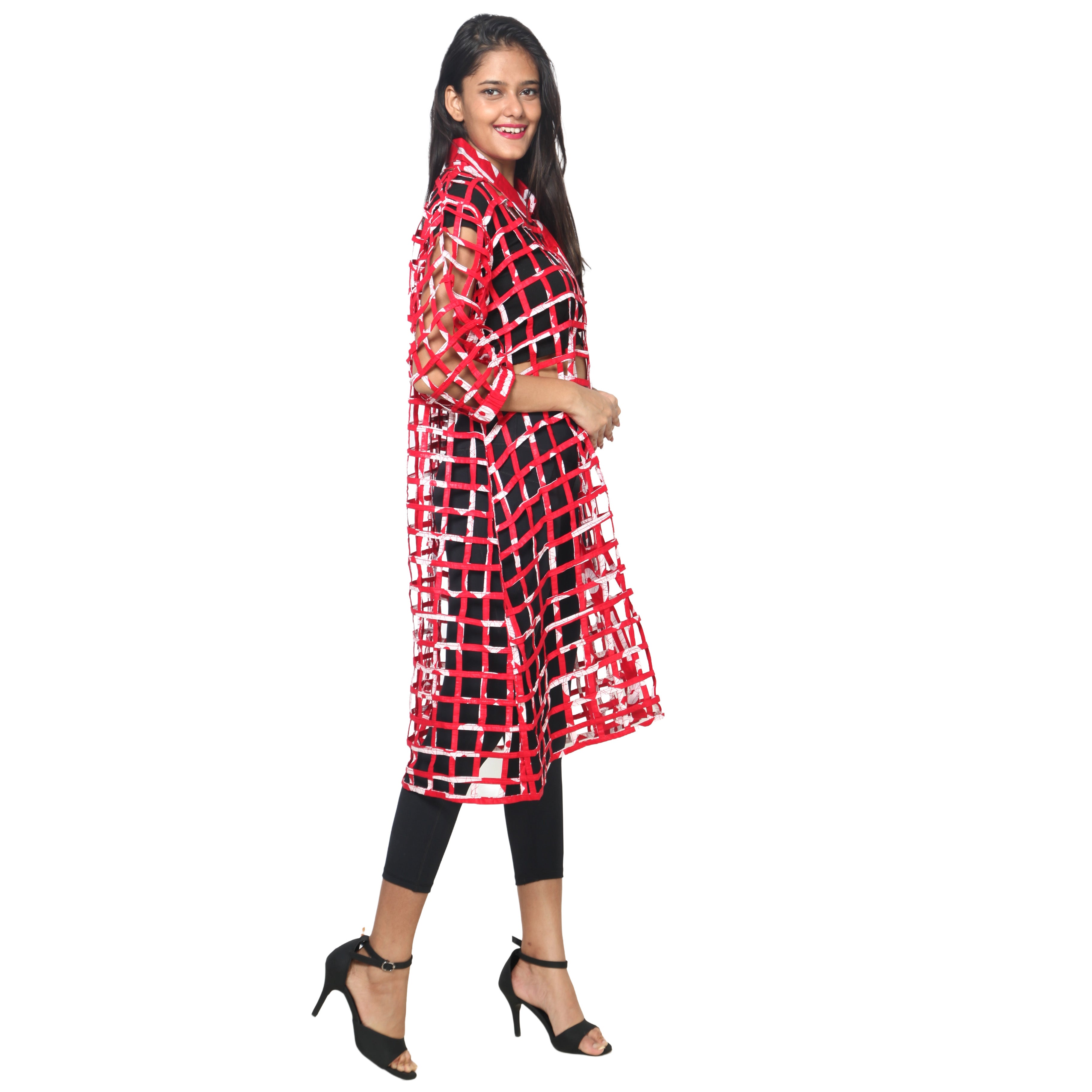 Women's Collared Cage Long Button Shirt -- FI-ST129