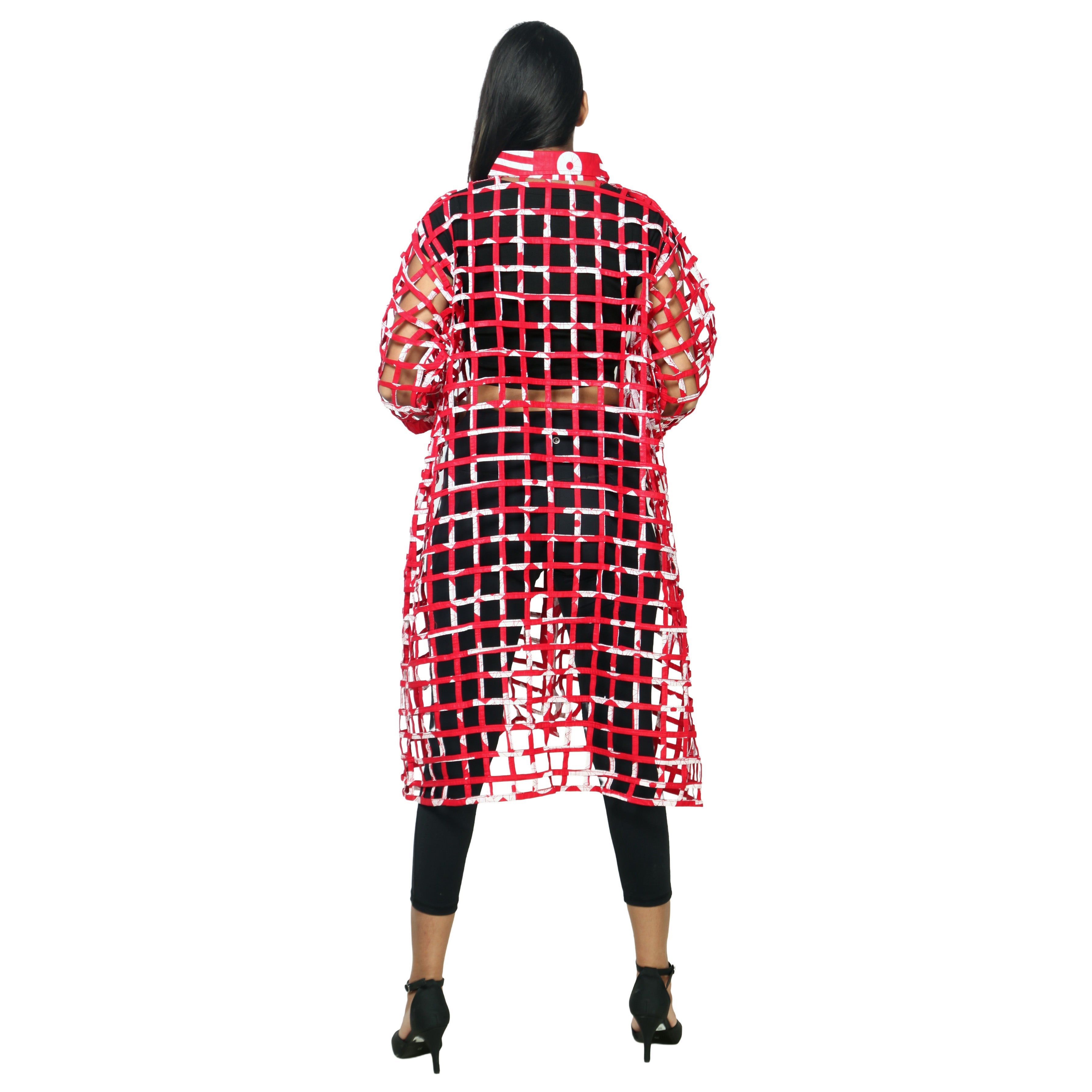 Women's Collared Cage Long Button Shirt -- FI-ST129