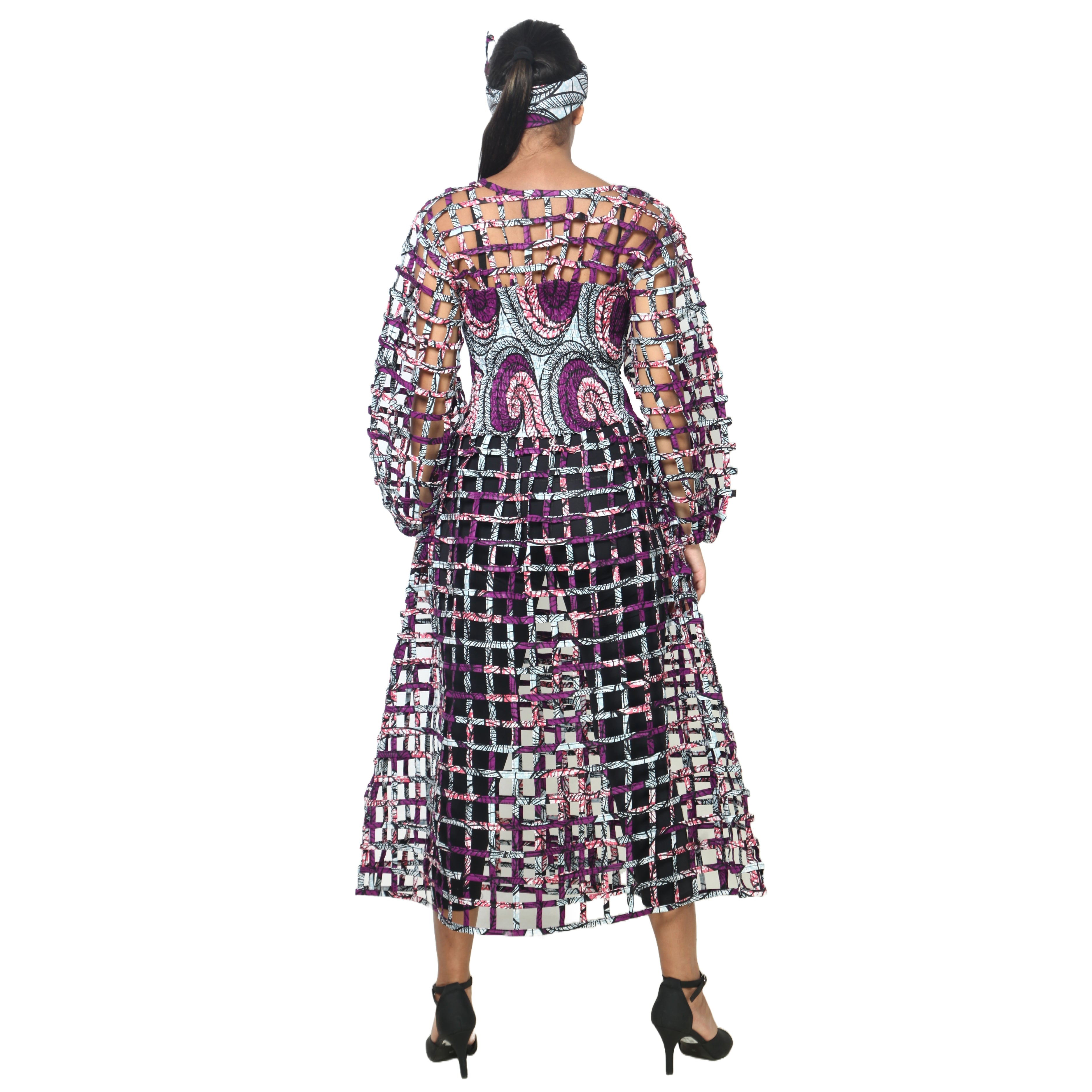 Women's Long Sleeve Smocked Bodice Cage Dress -- FI-ST122