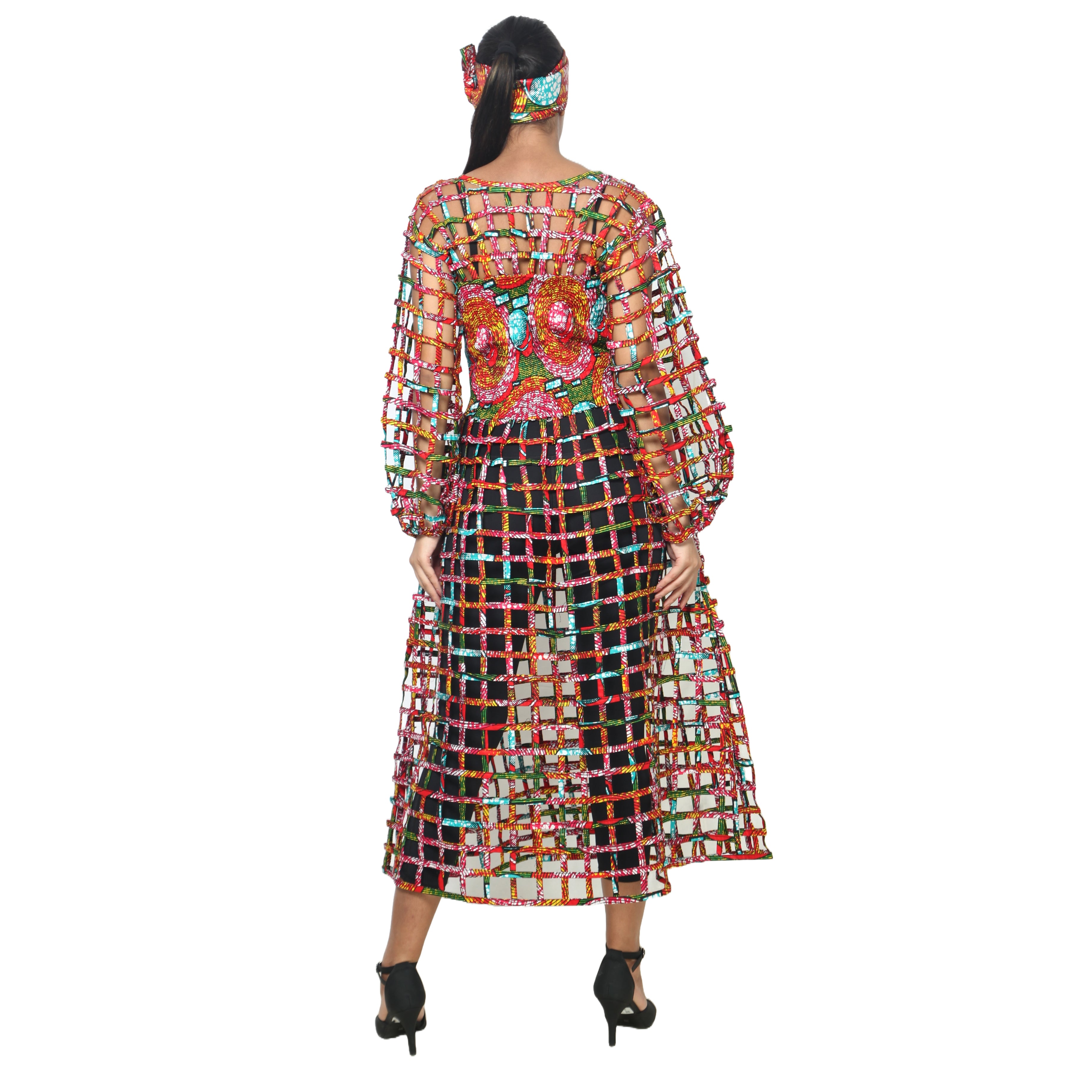Women's Long Sleeve Smocked Bodice Cage Dress -- FI-ST122