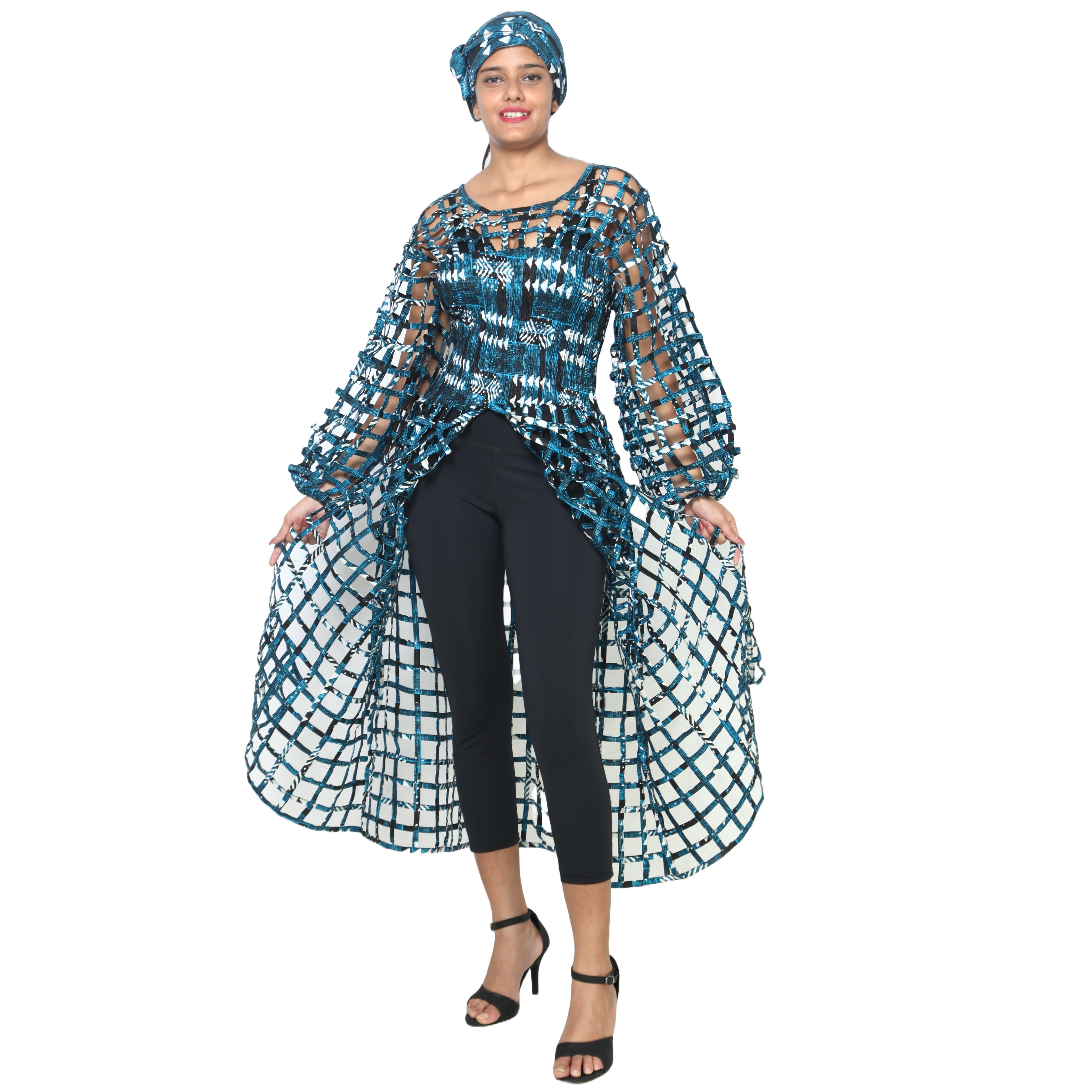 Women's Long Sleeve Smocked Bodice Cage Dress -- FI-ST122
