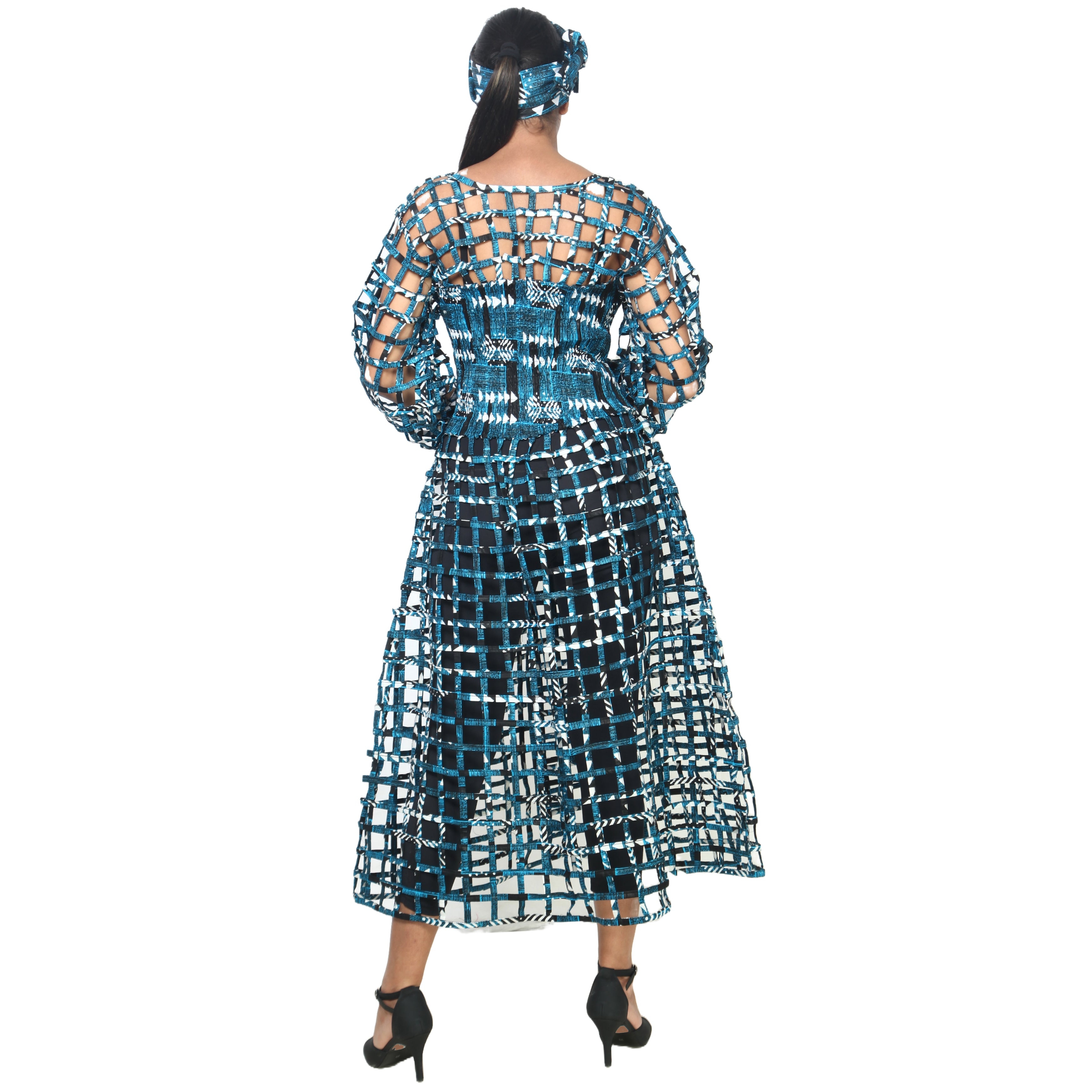Women's Long Sleeve Smocked Bodice Cage Dress -- FI-ST122