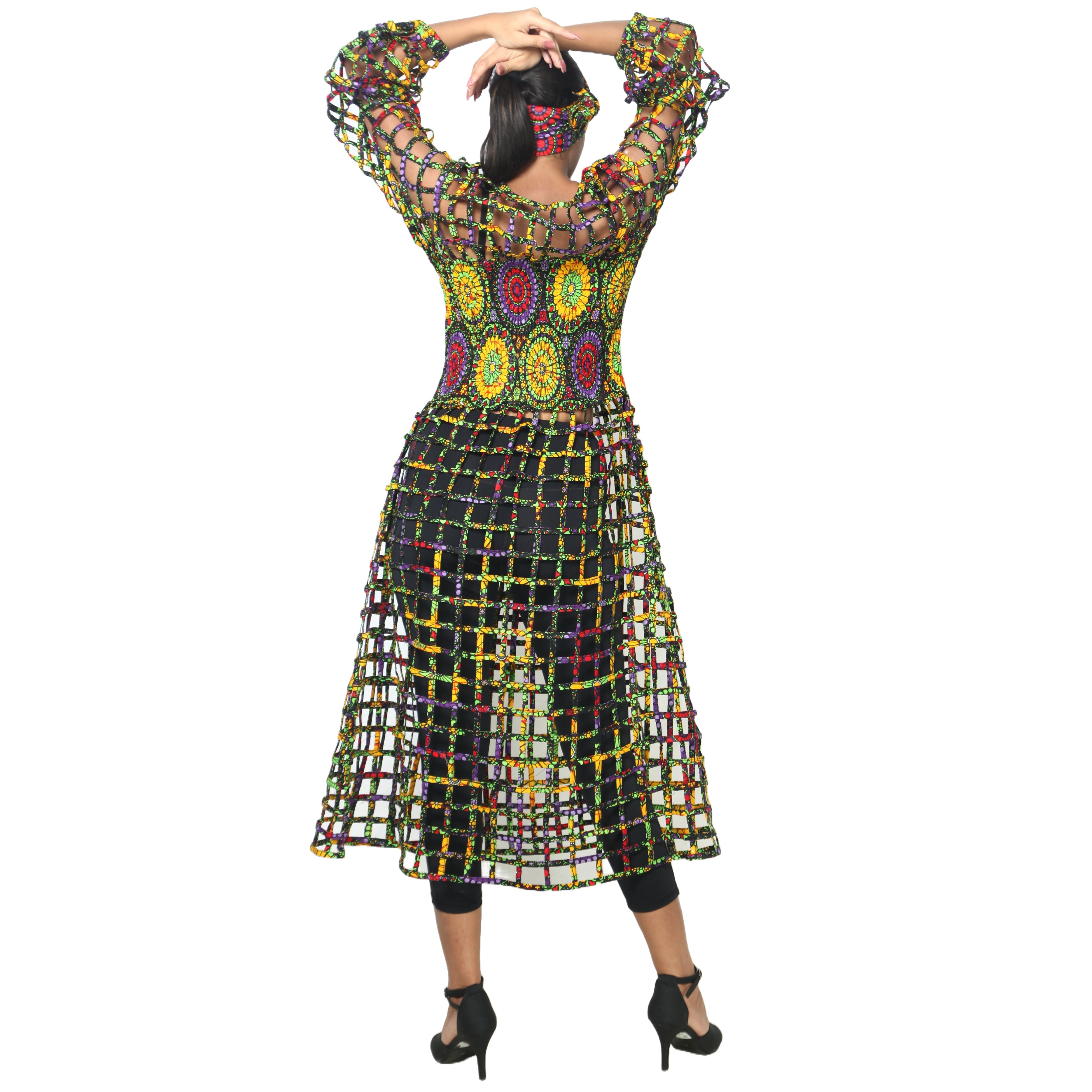 Women's Long Sleeve Smocked Bodice Cage Dress -- FI-ST122