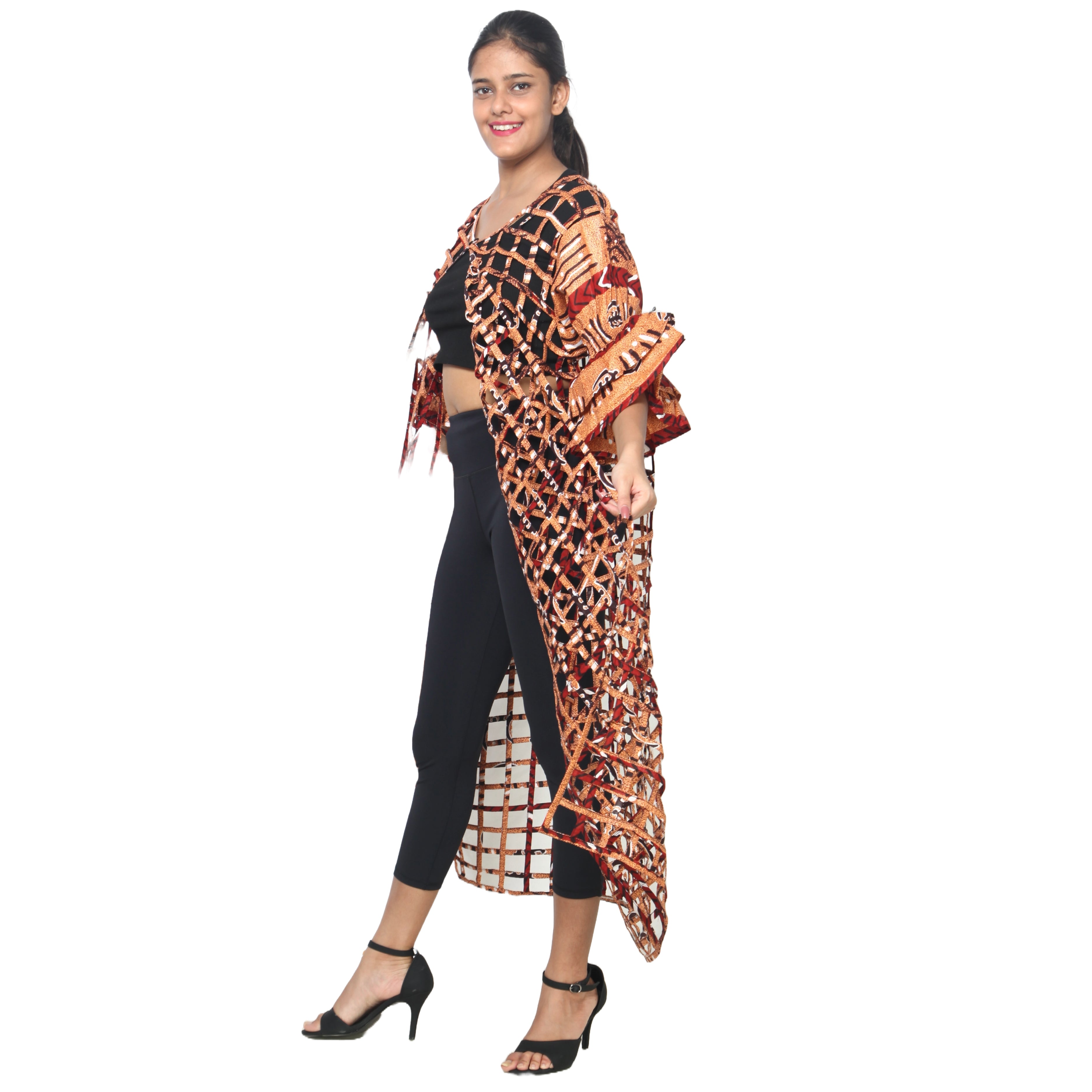 Women’s Cage Style Jacket with Print Sleeves FI-ST130