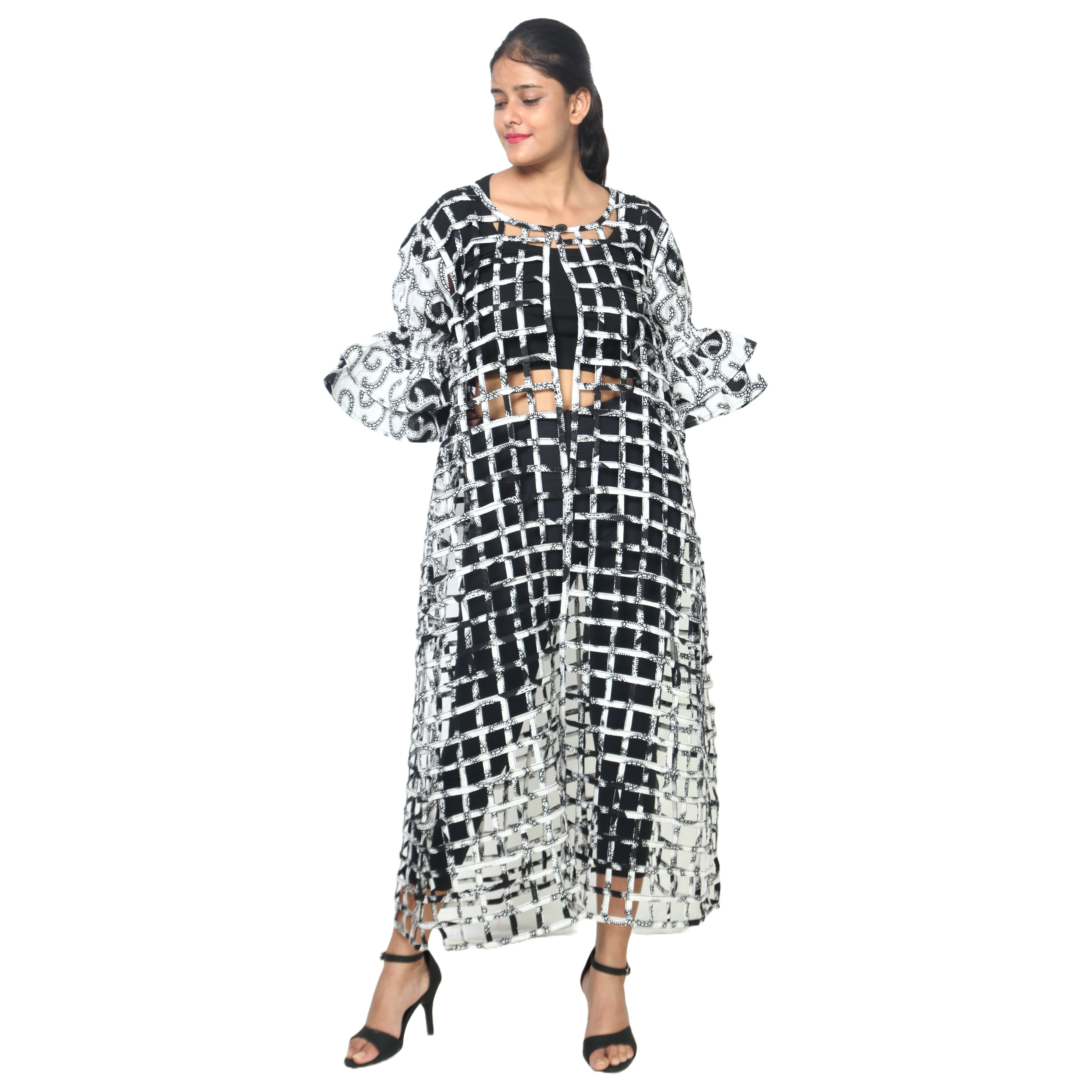 Women’s Cage Style Jacket with Print Sleeves FI-ST130