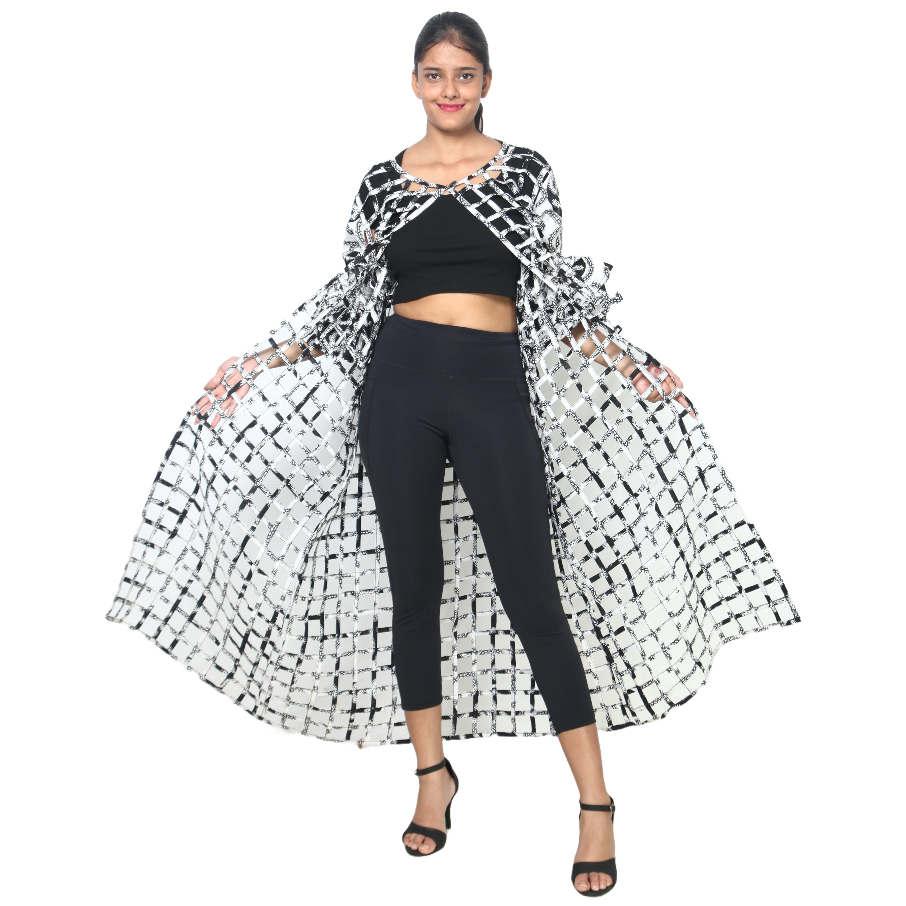 Women’s Cage Style Jacket with Print Sleeves FI-ST130