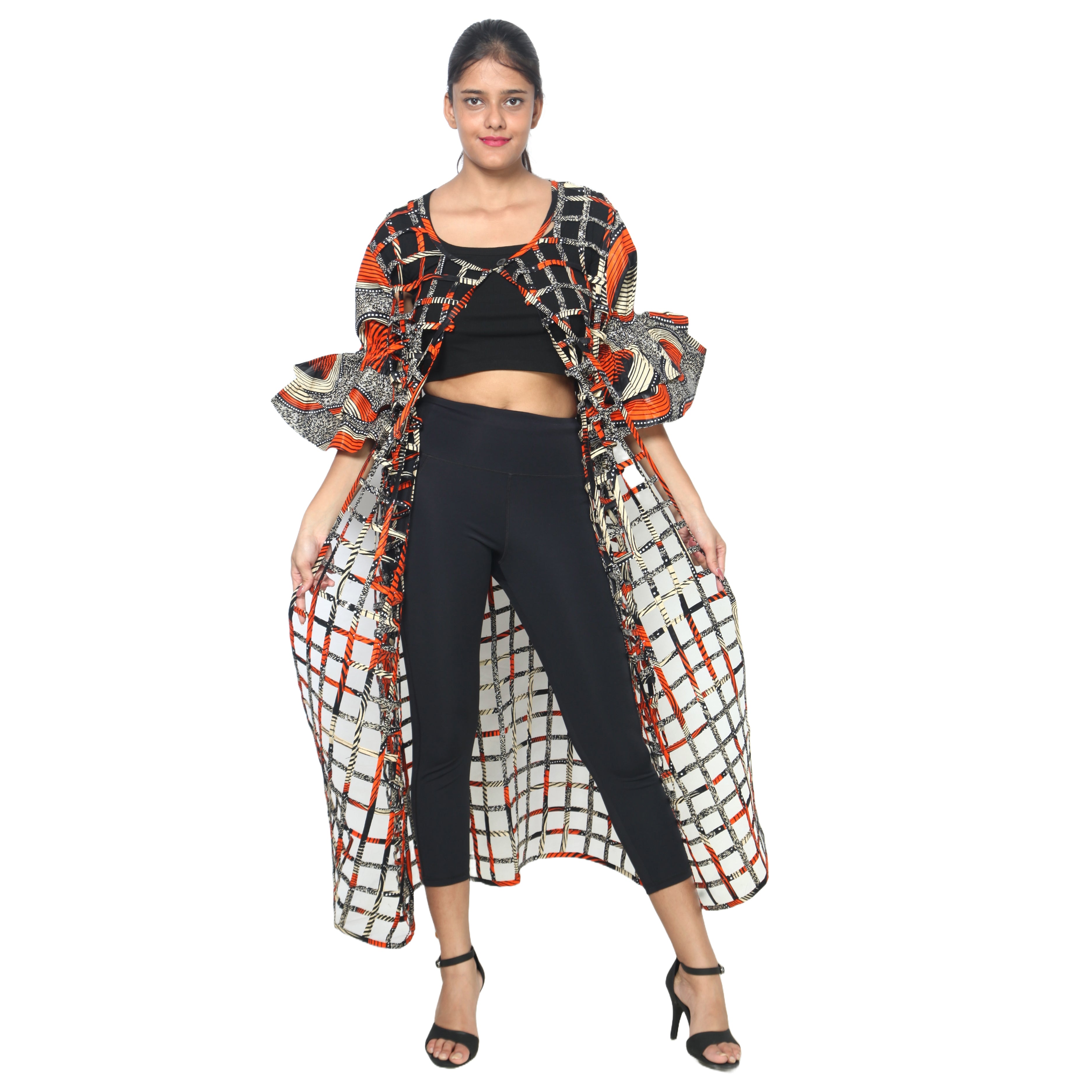 Women’s Cage Style Jacket with Print Sleeves FI-ST130