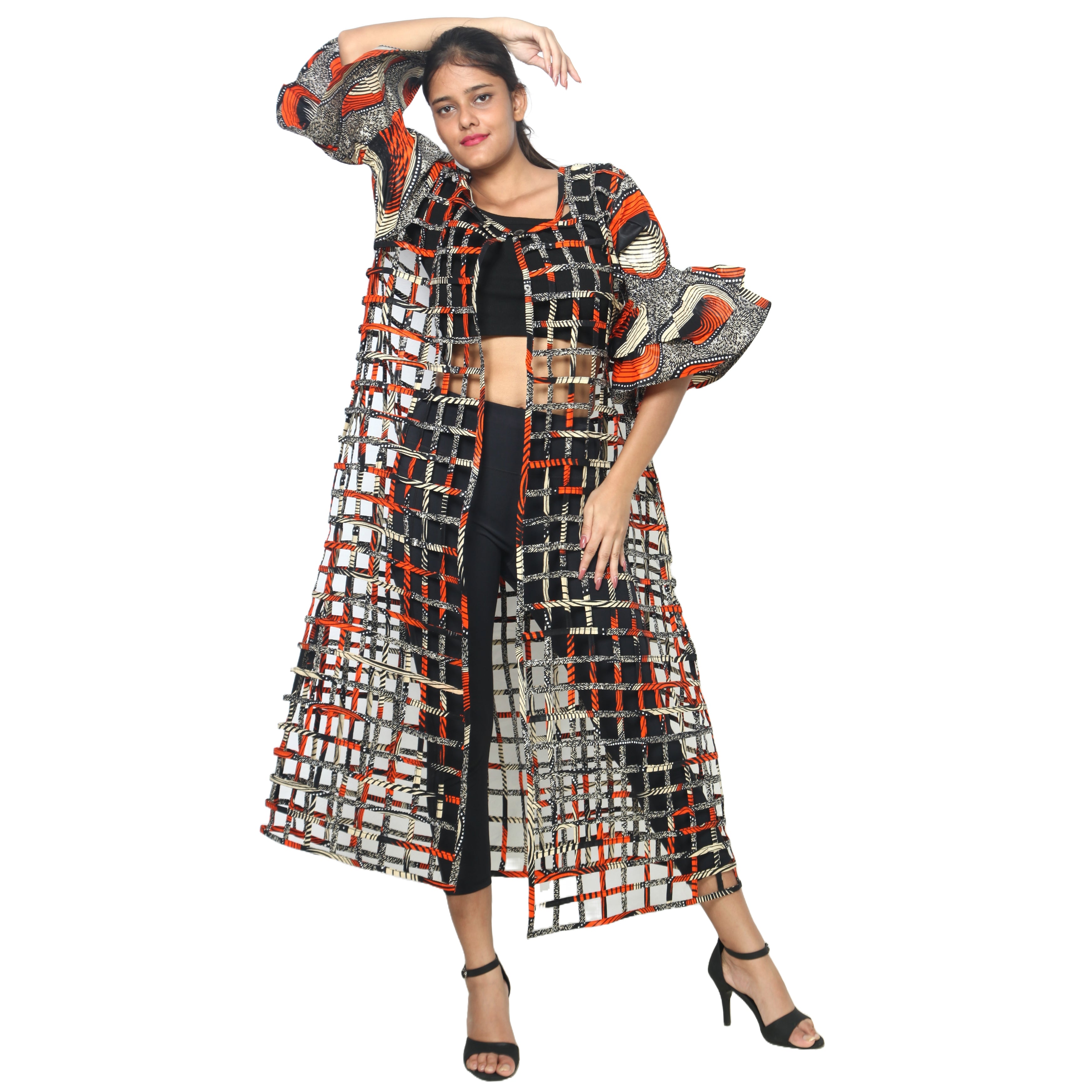 Women’s Cage Style Jacket with Print Sleeves FI-ST130